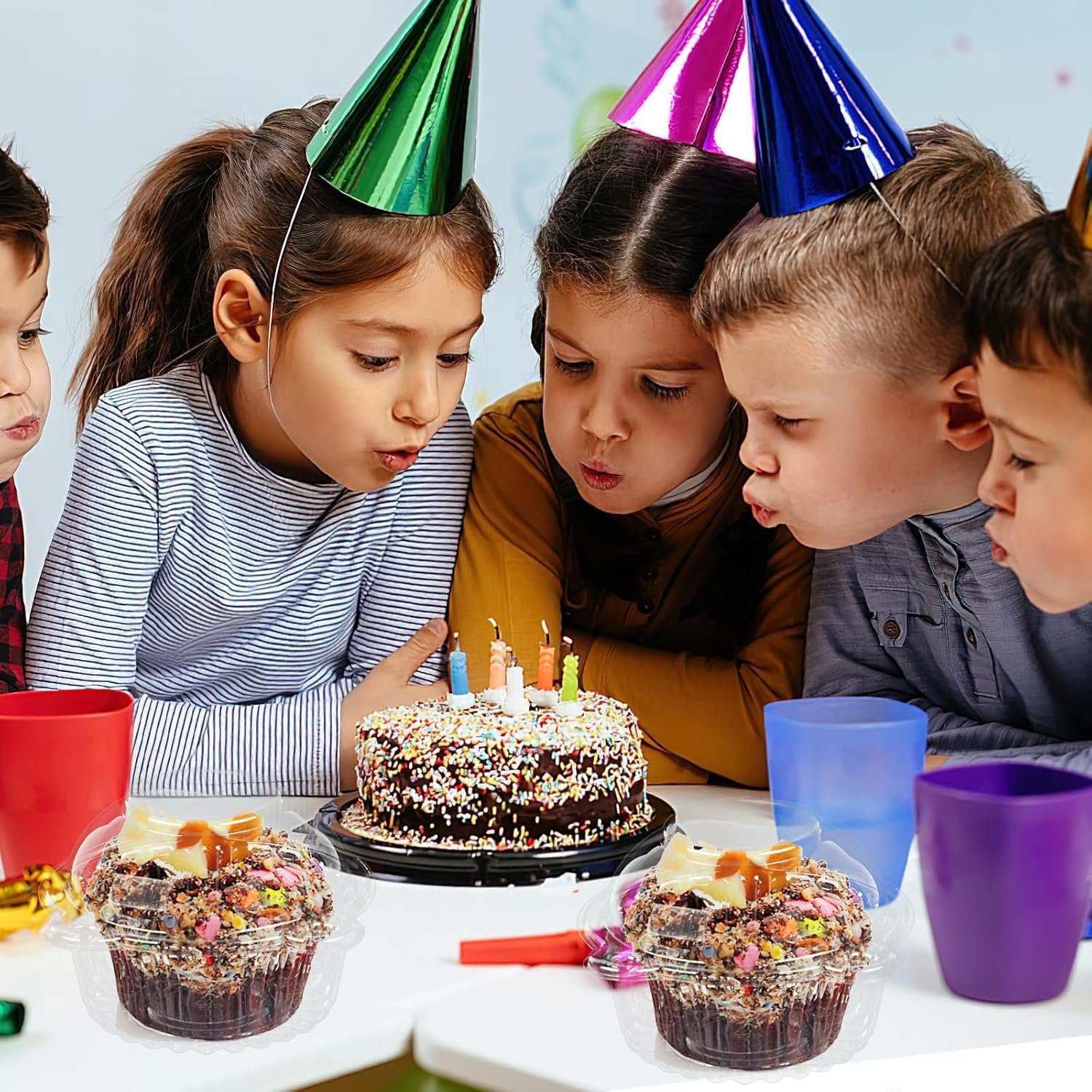 Wholesale 80 Pack Individual Cupcake Containers with Lids 4.3 x 3.2 Inches Clear Plastic Holders for Weddings Baby Showers Birthday Parties Manufacturer