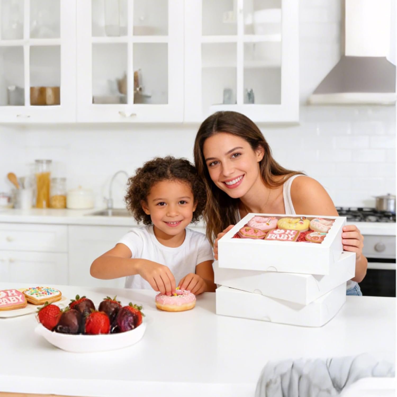 Wholesale 12pcs 10x10x2.5 Inches White Bakery Boxes with Window for Pie Cookies Chocolate Covered Strawberries Breakable Heart Charcuterie Christmas Manufacturer Wholesale 12pcs 10x10x2.5 Inches White Bakery Boxes with Window for Pie Cookies Chocolate Covered Strawberries Breakable Heart Charcuterie Christmas Manufacturer