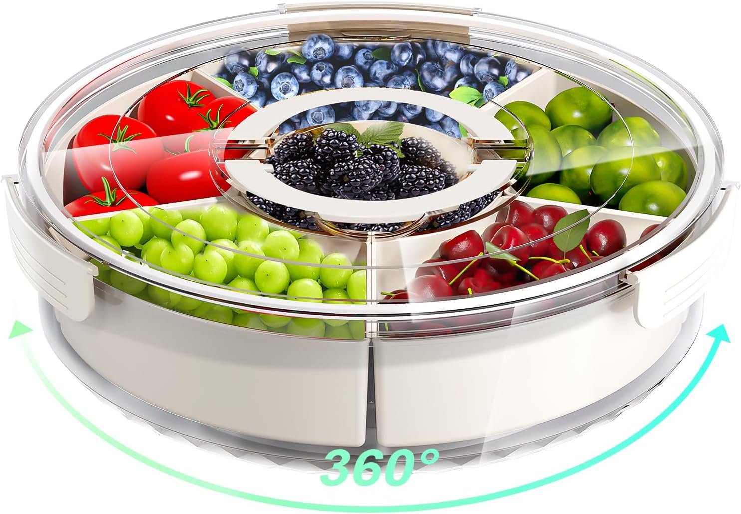 Wholesale Large Divided Serving Tray with Lid and Handle Snack Spinner Snackle Box Multi-Purpose Food Platter for Charcuterie Veggie Fruit Taco Tuesday Movie Night Travel Beach Picnic Manufacturer