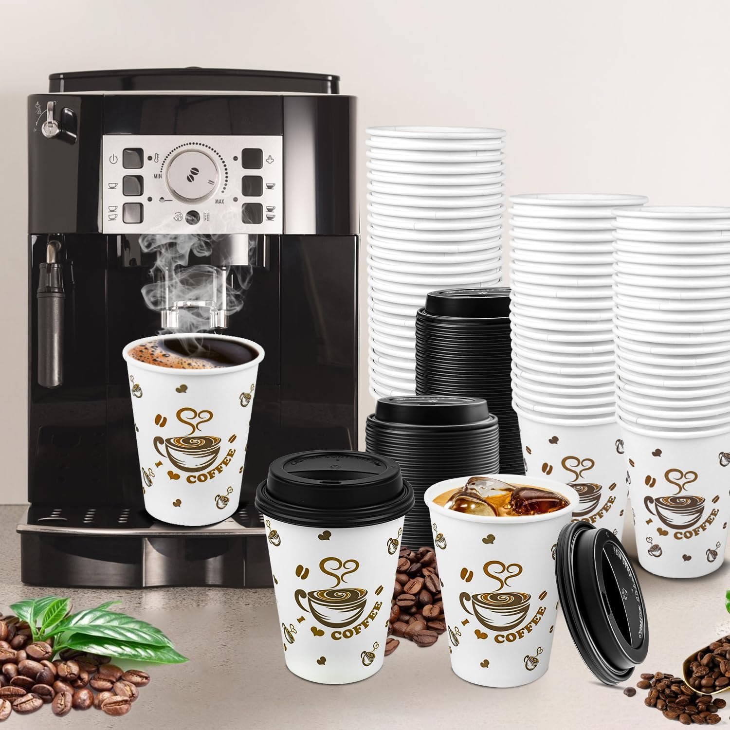 Wholesale 12 oz Disposable Paper Coffee Cups with Lids 100 Pack for Hot Cocoa Hot Chocolate Coffee Bar Manufacturer