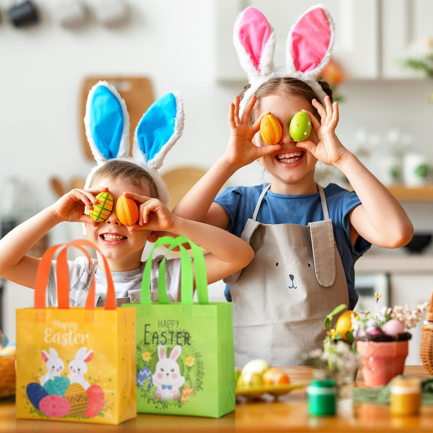 Wholesale 80 Pieces Easter Bunny Non-Woven Tote Bags with Handles Reusable Grocery Shopping Bag Manufacturer