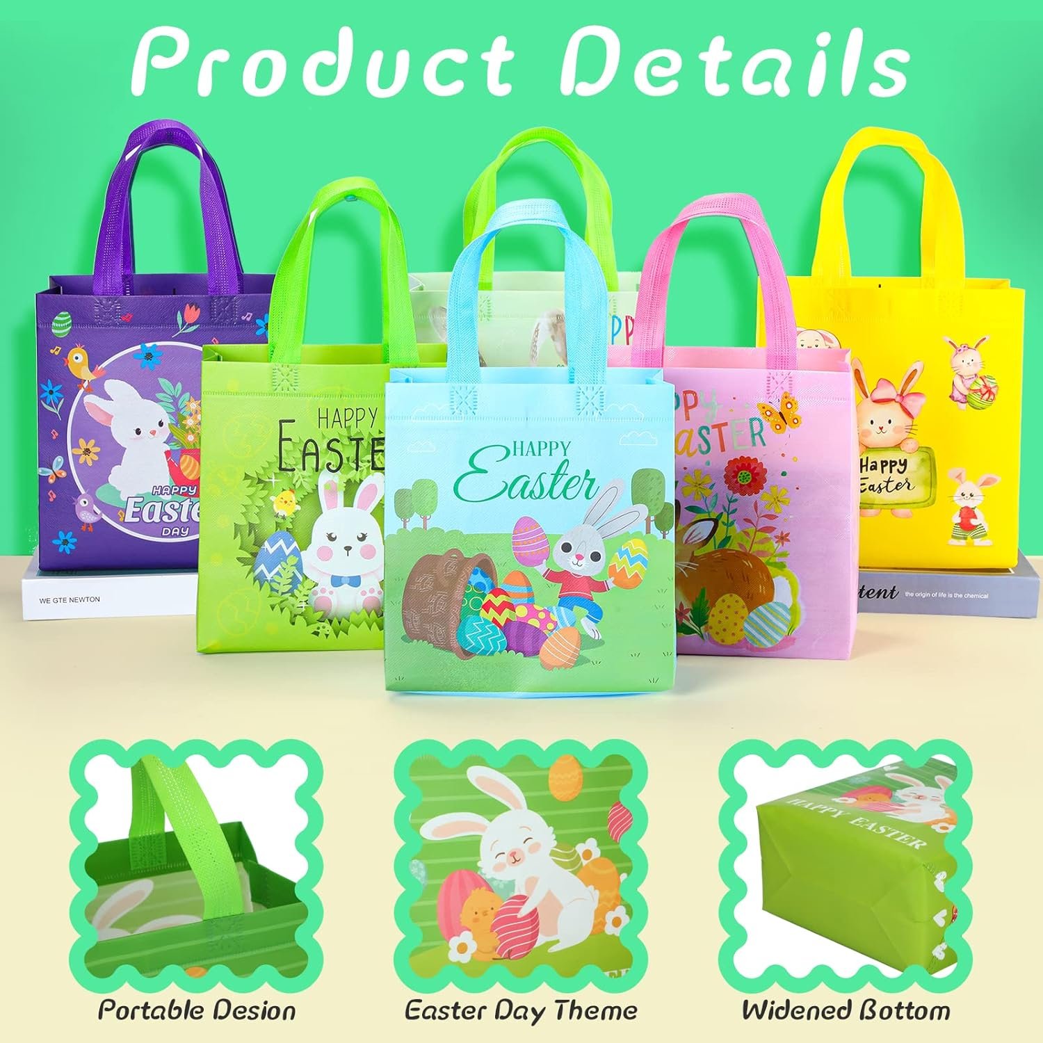 Wholesale 80 Pieces Easter Bunny Non-Woven Tote Bags with Handles Reusable Grocery Shopping Bag Manufacturer