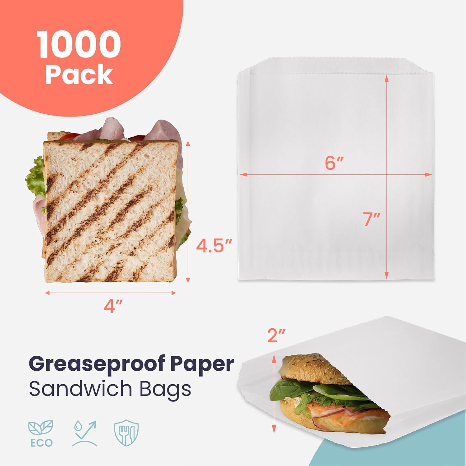 Wholesale 1000 Pack 7 x 6 Inch Greaseproof Paper Sandwich Bags Food Grade Recyclable Snack Pastry Bags Cookie Sleeves Bakery Donut Packaging Manufacturer Wholesale 1000 Pack 7 x 6 Inch Greaseproof Paper Sandwich Bags Food Grade Recyclable Snack Pastry Bags Cookie Sleeves Bakery Donut Packaging Manufacturer