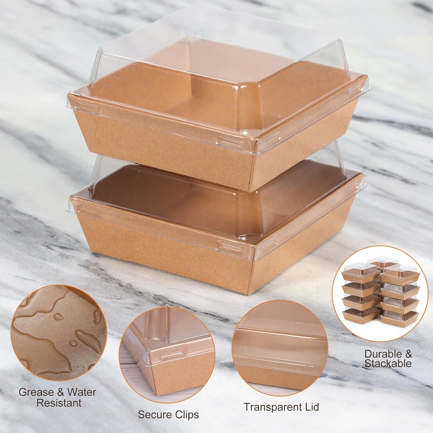 Wholesale Mini Charcuterie Boxes with Clear Lids 4.5x4.5 Inches 20 Pack Brown Square Disposable Bakery Dessert Food Containers for Wedding Party Strawberries Cookies Manufacturer Wholesale Mini Charcuterie Boxes with Clear Lids 4.5x4.5 Inches 20 Pack Brown Square Disposable Bakery Dessert Food Containers for Wedding Party Strawberries Cookies Manufacturer