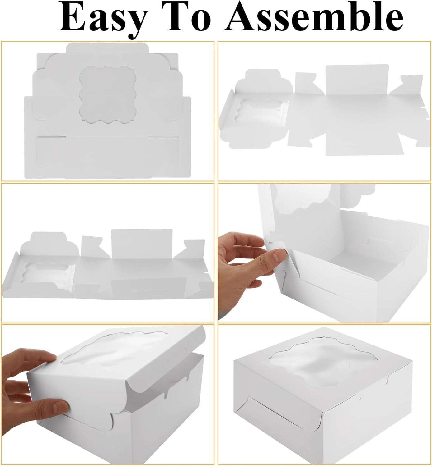 Wholesale 100 Pack 6 x 6 x 3 Inch White Bakery Boxes with Window for Desserts Cupcakes Pastries Cookies Treats Strawberries Chocolate Manufacturer