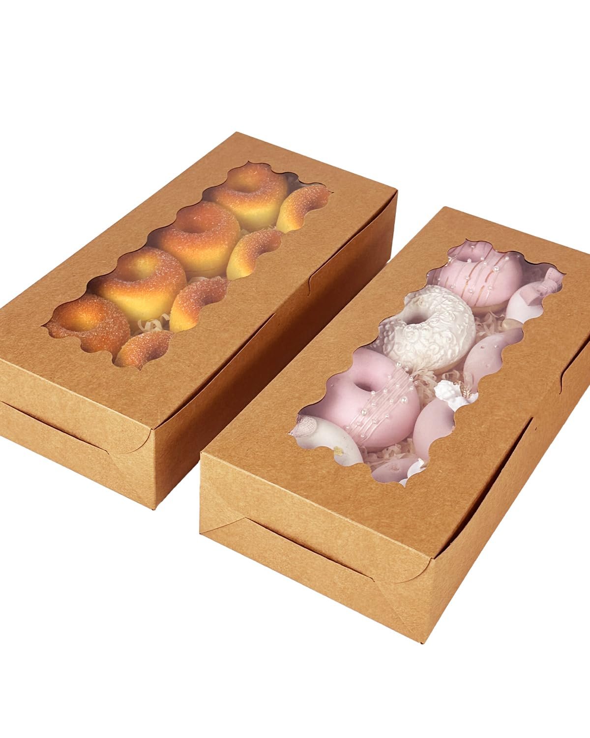 Wholesale 50 Packs Brown Cookie Box with Window 12x5.5x2.5 Inch Pastry Biscuit Bakery Packaging Manufacturer