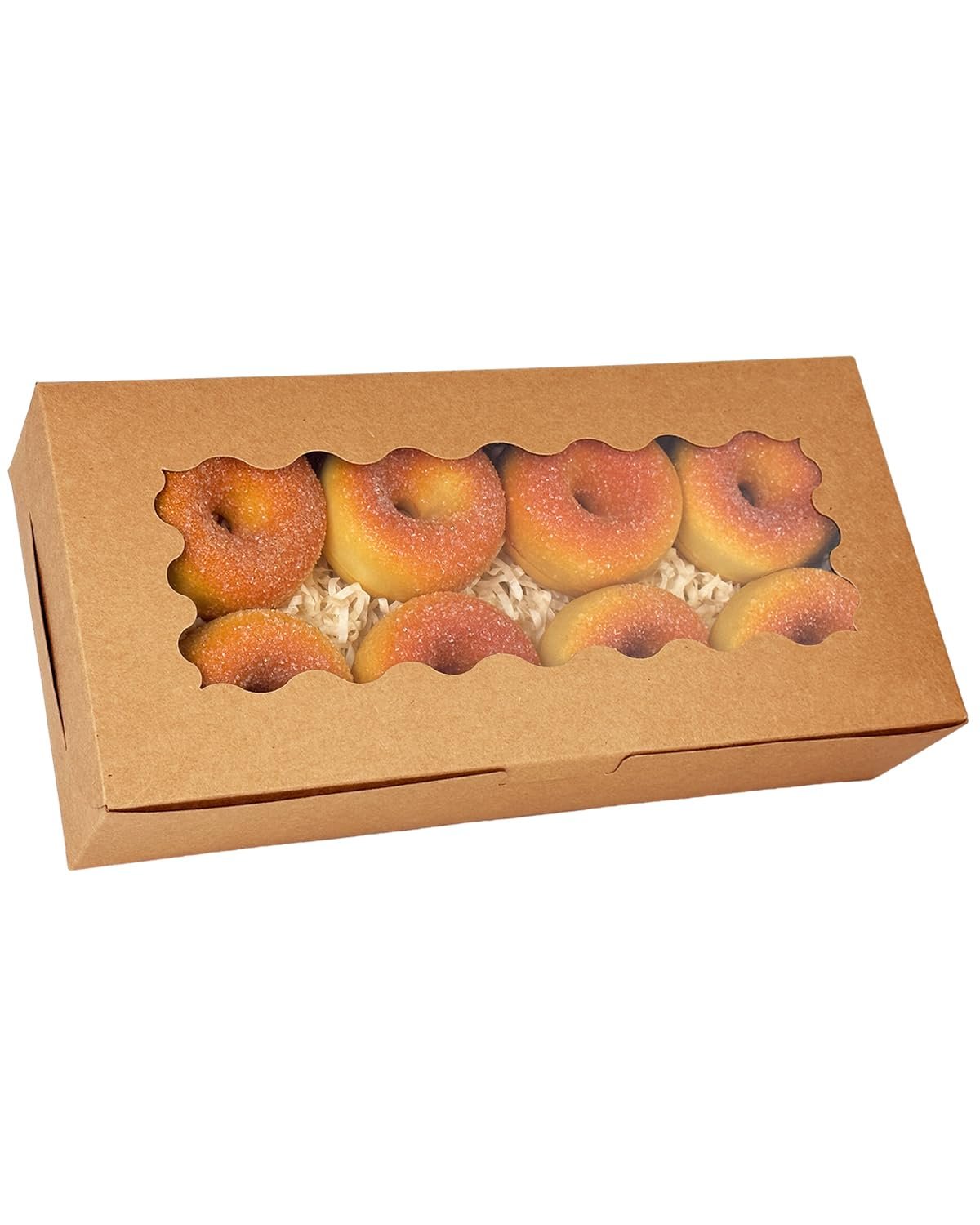 Wholesale 50 Packs Brown Cookie Box with Window 12x5.5x2.5 Inch Pastry Biscuit Bakery Packaging Manufacturer