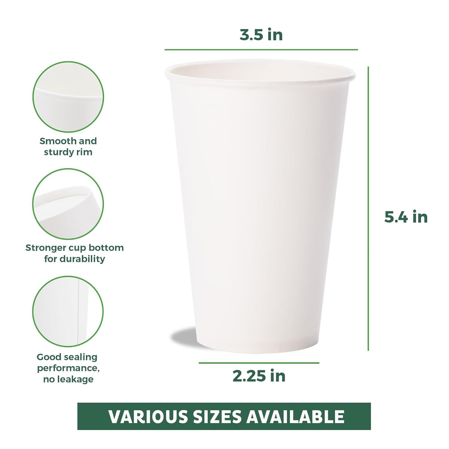 Wholesale 16 oz Disposable Paper Coffee Cups [100 Pack] for Hot or Iced Coffee Slushies Milkshakes Smoothies Tea Manufacturer