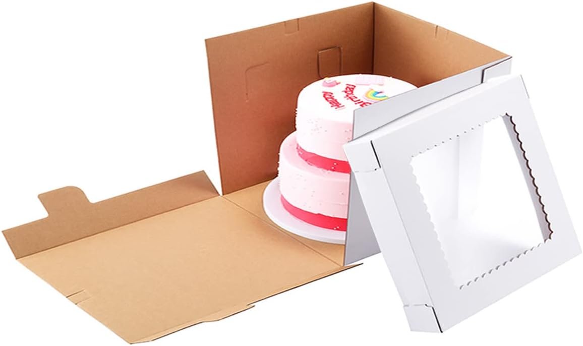 Wholesale Tall Cake Boxes 14x14x12 Inch for Tier Wedding Layer Cakes Sturdy Bakery Boxes with Window 2 Pack Disposable Containers Manufacturer Wholesale Tall Cake Boxes 14x14x12 Inch for Tier Wedding Layer Cakes Sturdy Bakery Boxes with Window 2 Pack Disposable Containers Manufacturer