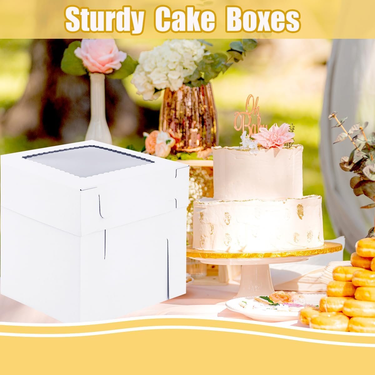 Wholesale Tall Cake Boxes 14x14x12 Inch for Tier Wedding Layer Cakes Sturdy Bakery Boxes with Window 2 Pack Disposable Containers Manufacturer Wholesale Tall Cake Boxes 14x14x12 Inch for Tier Wedding Layer Cakes Sturdy Bakery Boxes with Window 2 Pack Disposable Containers Manufacturer