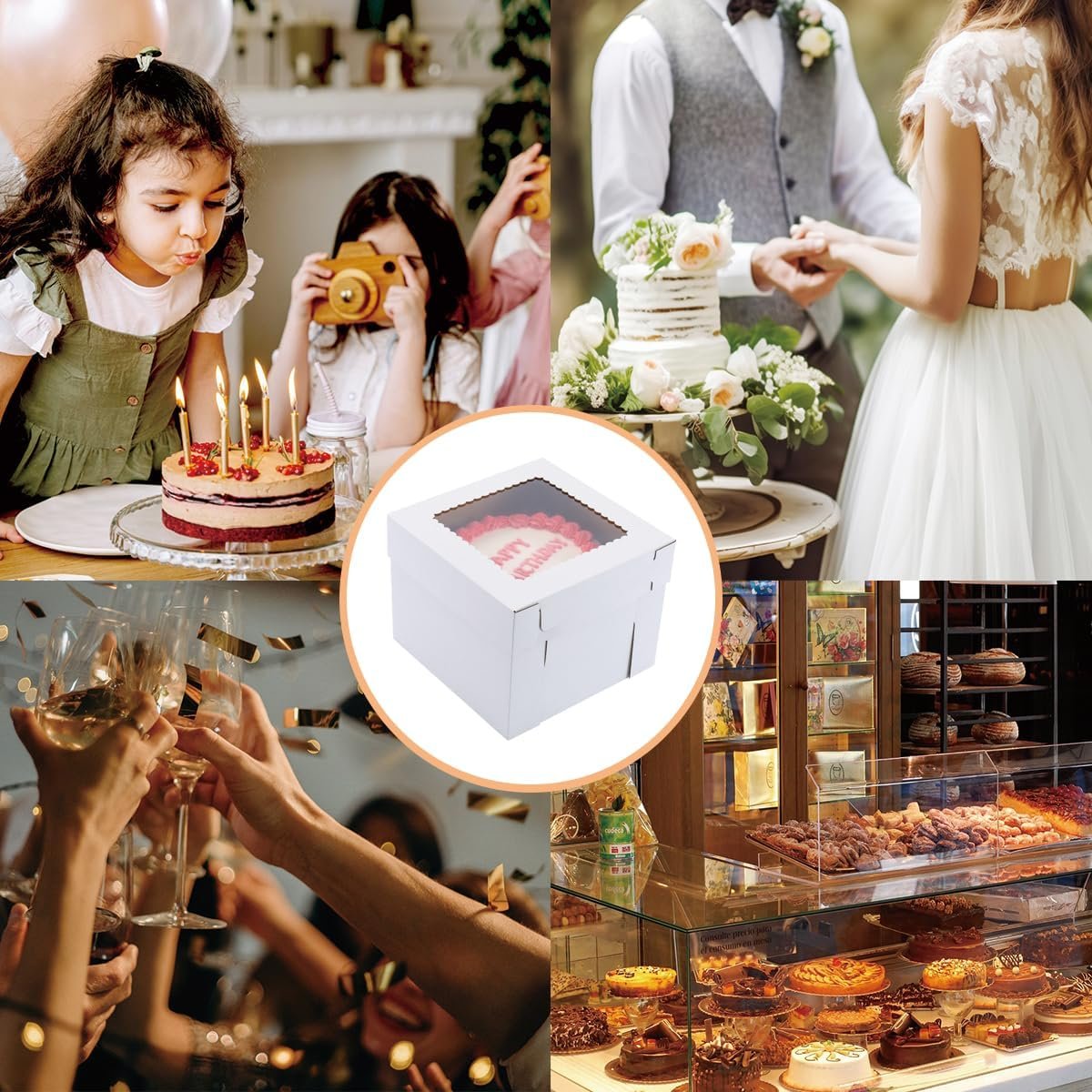 Wholesale Tall Cake Boxes 14x14x12 Inch for Tier Wedding Layer Cakes Sturdy Bakery Boxes with Window 2 Pack Disposable Containers Manufacturer Wholesale Tall Cake Boxes 14x14x12 Inch for Tier Wedding Layer Cakes Sturdy Bakery Boxes with Window 2 Pack Disposable Containers Manufacturer