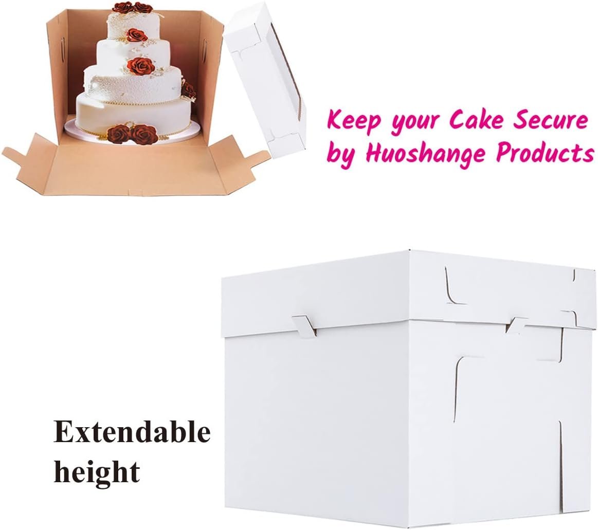 Wholesale Tall Cake Boxes 14x14x12 Inch for Tier Wedding Layer Cakes Sturdy Bakery Boxes with Window 2 Pack Disposable Containers Manufacturer Wholesale Tall Cake Boxes 14x14x12 Inch for Tier Wedding Layer Cakes Sturdy Bakery Boxes with Window 2 Pack Disposable Containers Manufacturer