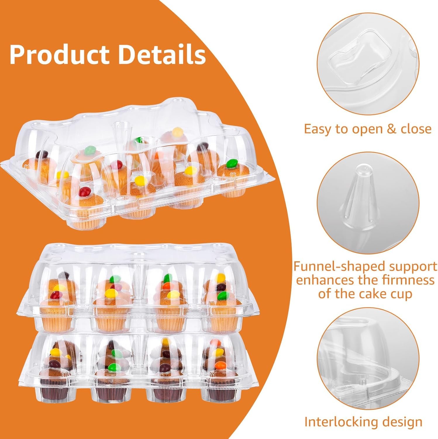 Wholesale 48 Pack 12-Compartment Mini Cupcake Containers Clear Plastic Holders with Detachable Lid High Dome for Cupcakes Muffins BPA-free Manufacturer