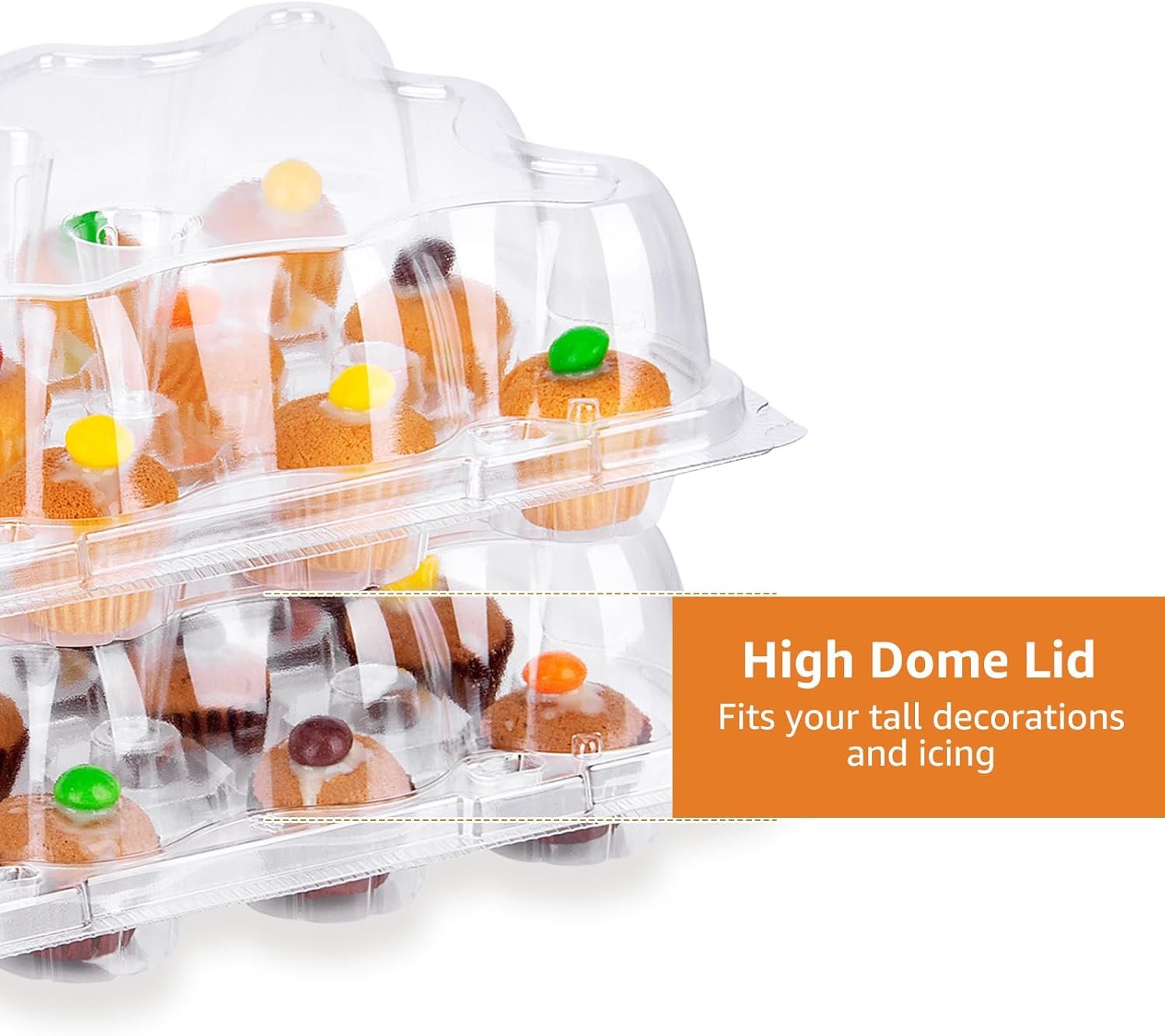 Wholesale 48 Pack 12-Compartment Mini Cupcake Containers Clear Plastic Holders with Detachable Lid High Dome for Cupcakes Muffins BPA-free Manufacturer