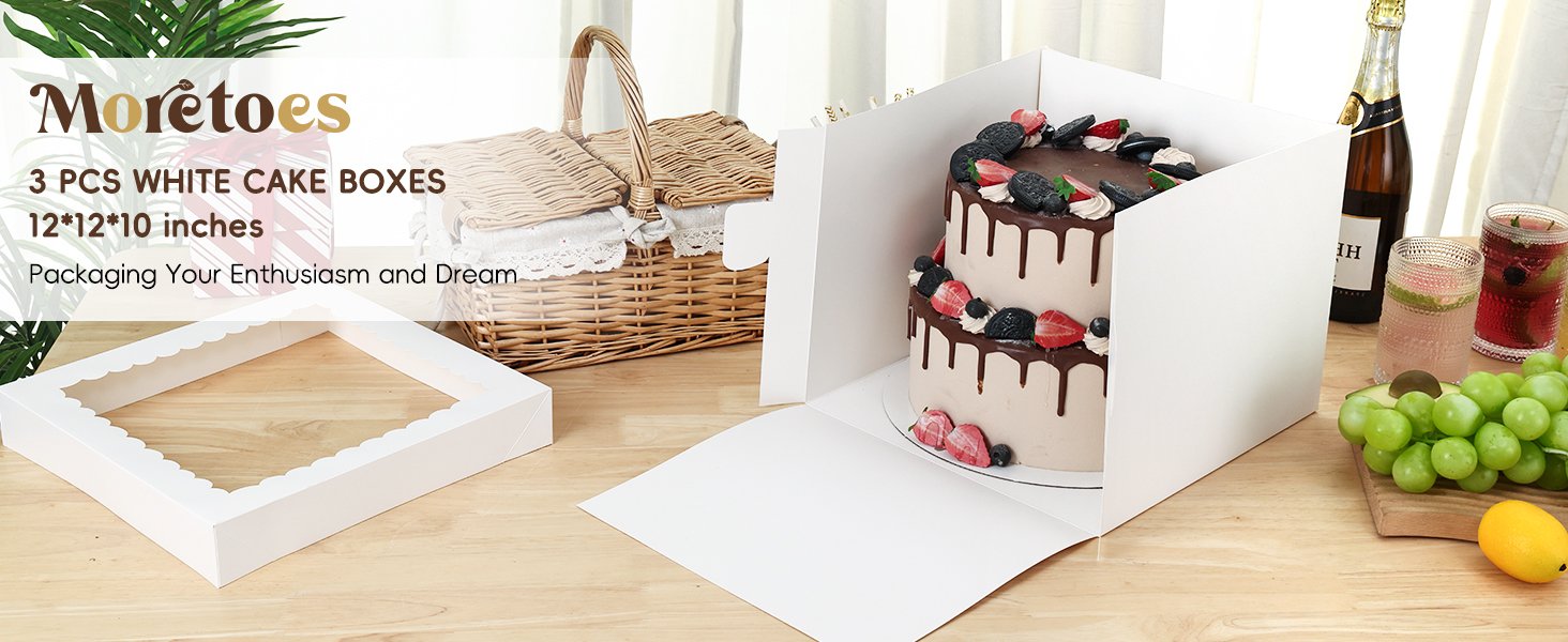 Wholesale 3 Pack 12x12x10 Inch White Cake Boxes with Boards Disposable Bakery Containers for Cake Cupcake Cookie Pie Pastry Manufacturer