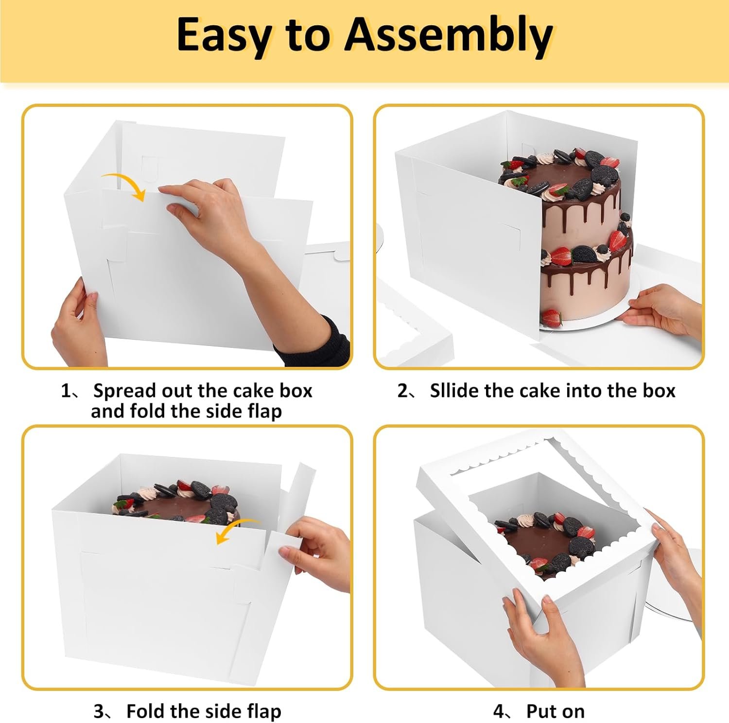 Wholesale 3 Pack 12x12x10 Inch White Cake Boxes with Boards Disposable Bakery Containers for Cake Cupcake Cookie Pie Pastry Manufacturer