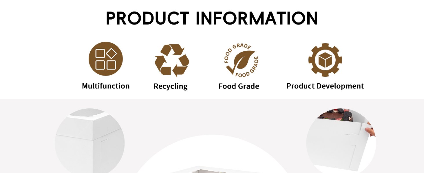 Wholesale 3 Pack 12x12x10 Inch White Cake Boxes with Boards Disposable Bakery Containers for Cake Cupcake Cookie Pie Pastry Manufacturer