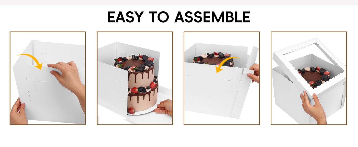 Wholesale 3 Pack 12x12x10 Inch White Cake Boxes with Boards Disposable Bakery Containers for Cake Cupcake Cookie Pie Pastry Manufacturer