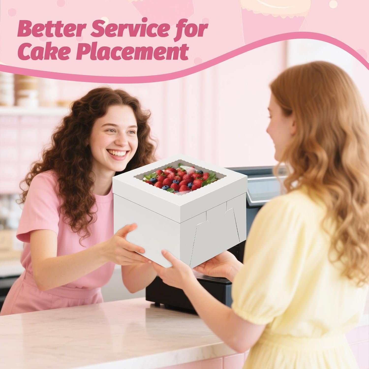 Wholesale 15pcs 10x10x8 Inch Tall White Cake Boxes with Window and Stickers for Bakery Cookies Macarons Donuts Pies Wedding Birthday Parties Manufacturer