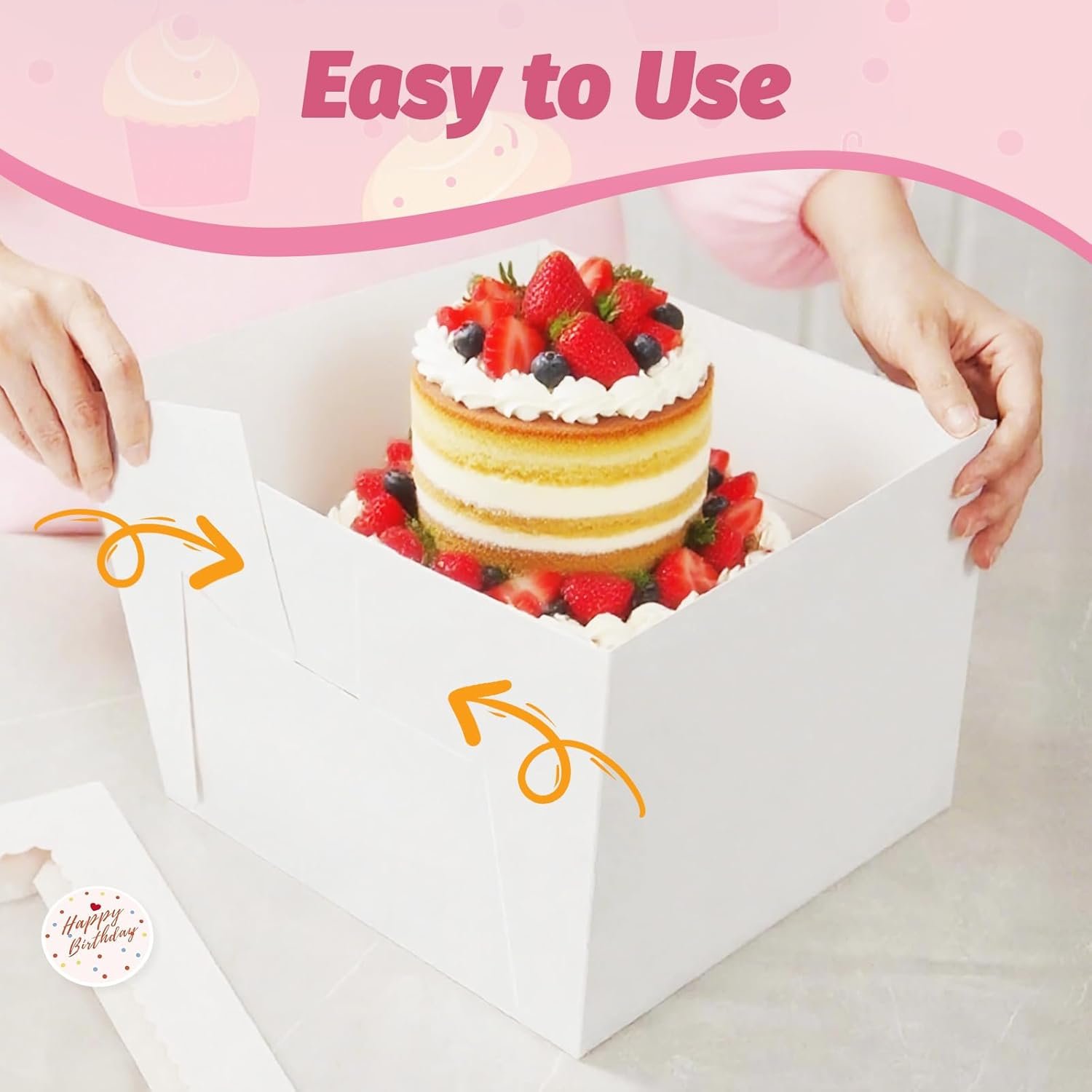 Wholesale 15pcs 10x10x8 Inch Tall White Cake Boxes with Window and Stickers for Bakery Cookies Macarons Donuts Pies Wedding Birthday Parties Manufacturer