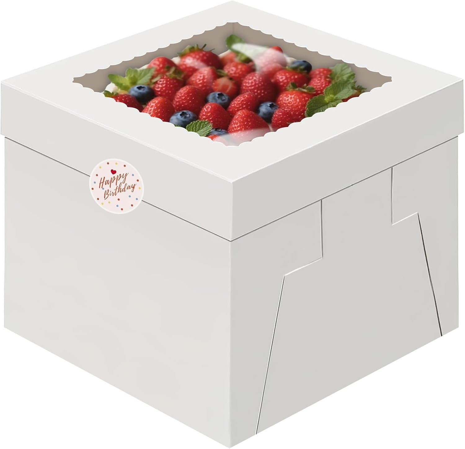 Wholesale 15pcs 10x10x8 Inch Tall White Cake Boxes with Window and Stickers for Bakery Cookies Macarons Donuts Pies Wedding Birthday Parties Manufacturer