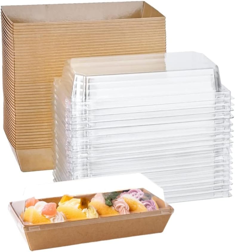 Wholesale 50 Pack 7.5'' Paper Charcuterie Boxes with Clear Lids Brown Disposable Food Containers Bakery Boxes for Sandwiches Cake Rolls Hot Cocoa Bombs Strawberries Cookies Manufacturer