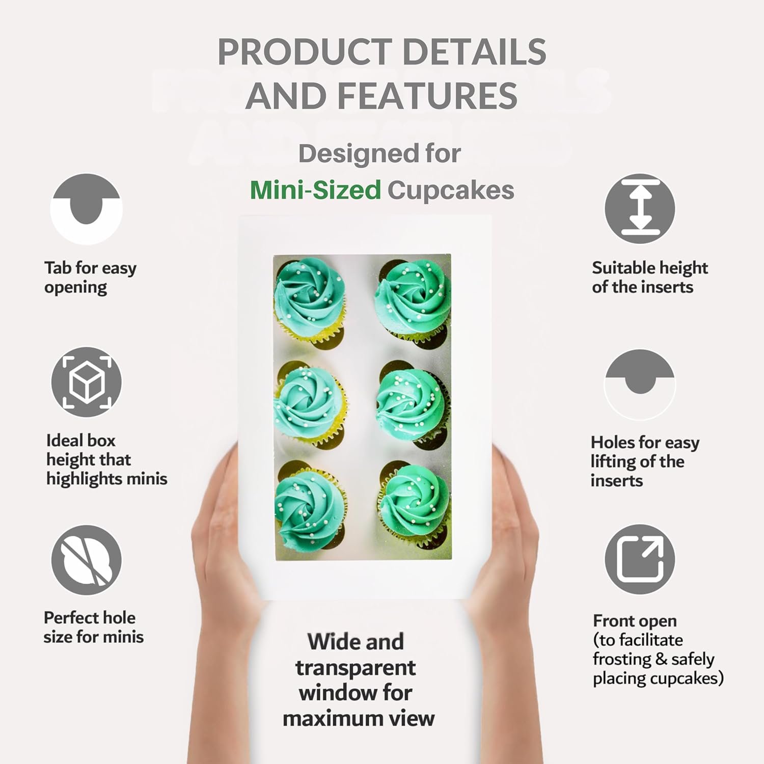 Wholesale 12-Pack White Mini Cupcake Favor Boxes with Windows and Inserts Designed to Hold 6 Mini Cupcakes Muffins or Pastries Manufacturer