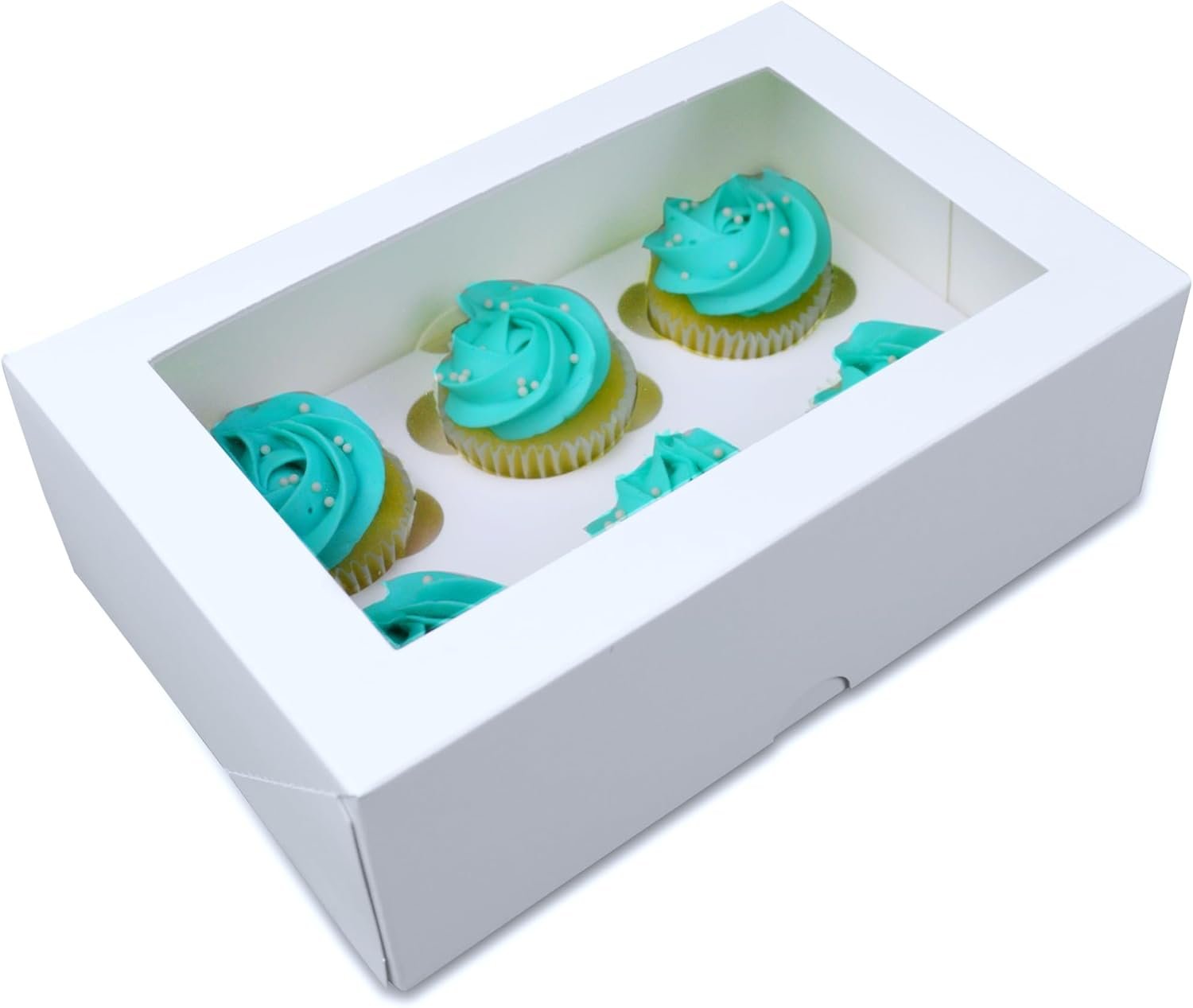 Wholesale 12-Pack White Mini Cupcake Favor Boxes with Windows and Inserts Designed to Hold 6 Mini Cupcakes Muffins or Pastries Manufacturer