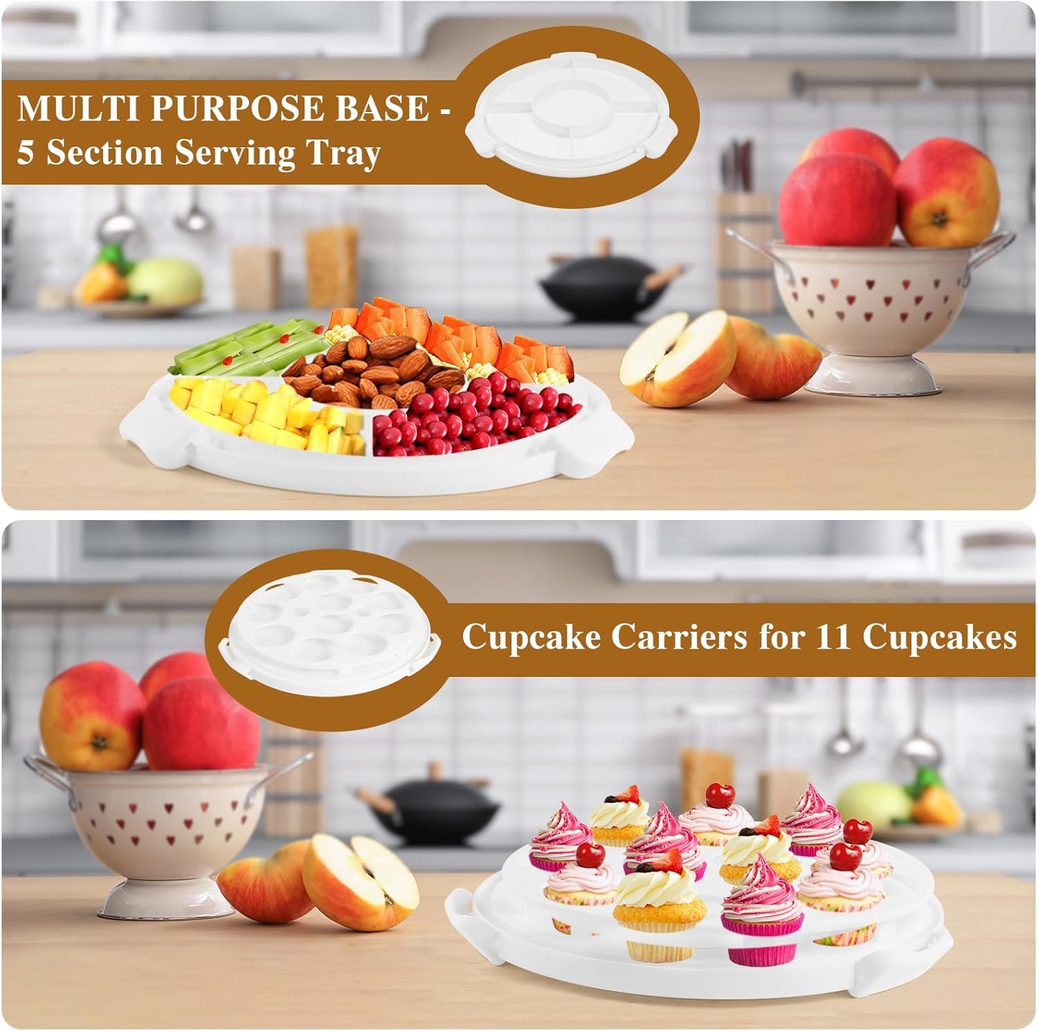 Wholesale BPA-Free Cake Carrier with Lid Handle and Two Sided Base for 10 Inch Cakes Cupcakes Pies Nuts Fruit Transport Manufacturer