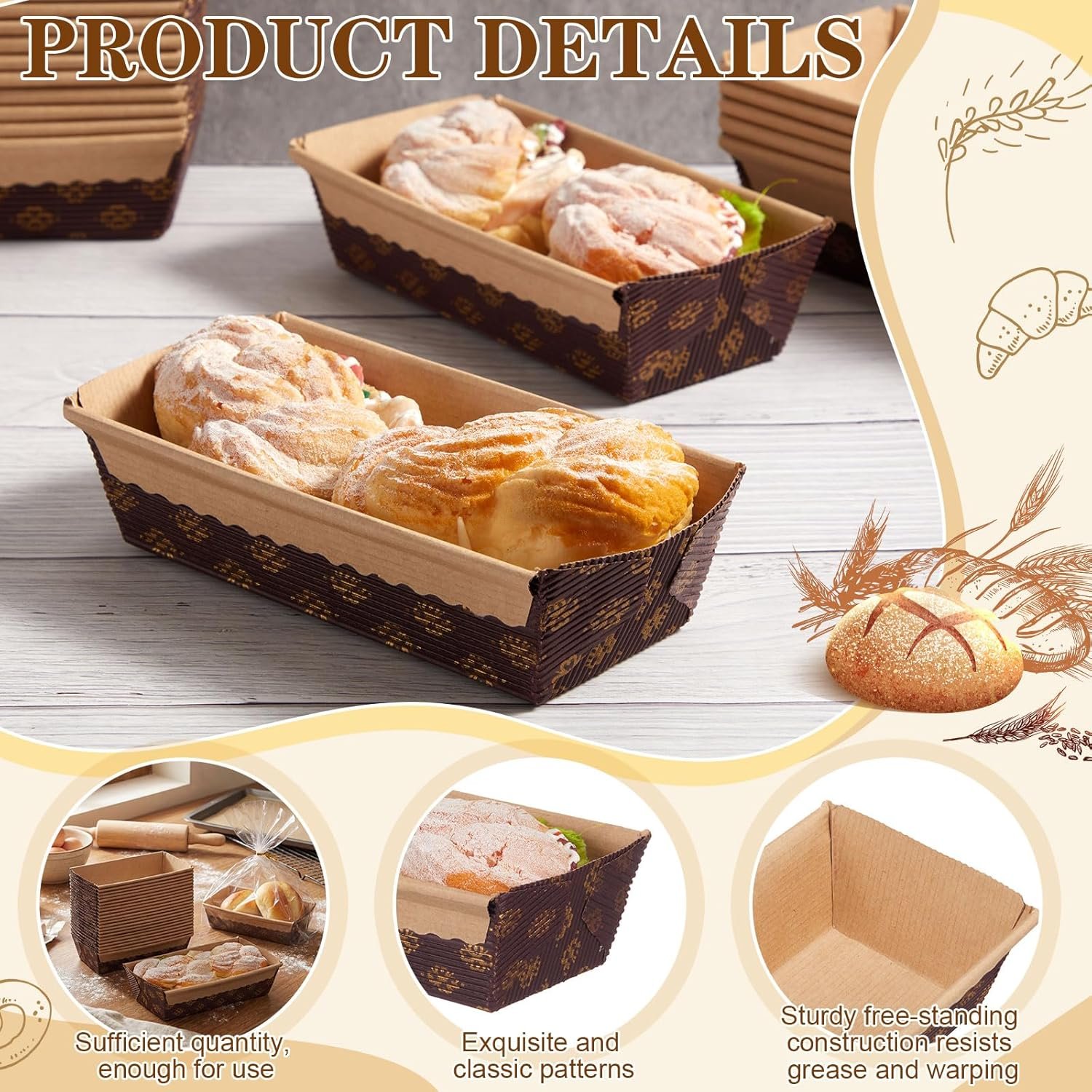 Wholesale 100 Pcs Mini Disposable Paper Loaf Pans with Clear Plastic Bread Bags for Bakery Baked Goods (5.9 x 2.5 x 1.9 Inch) Manufacturer