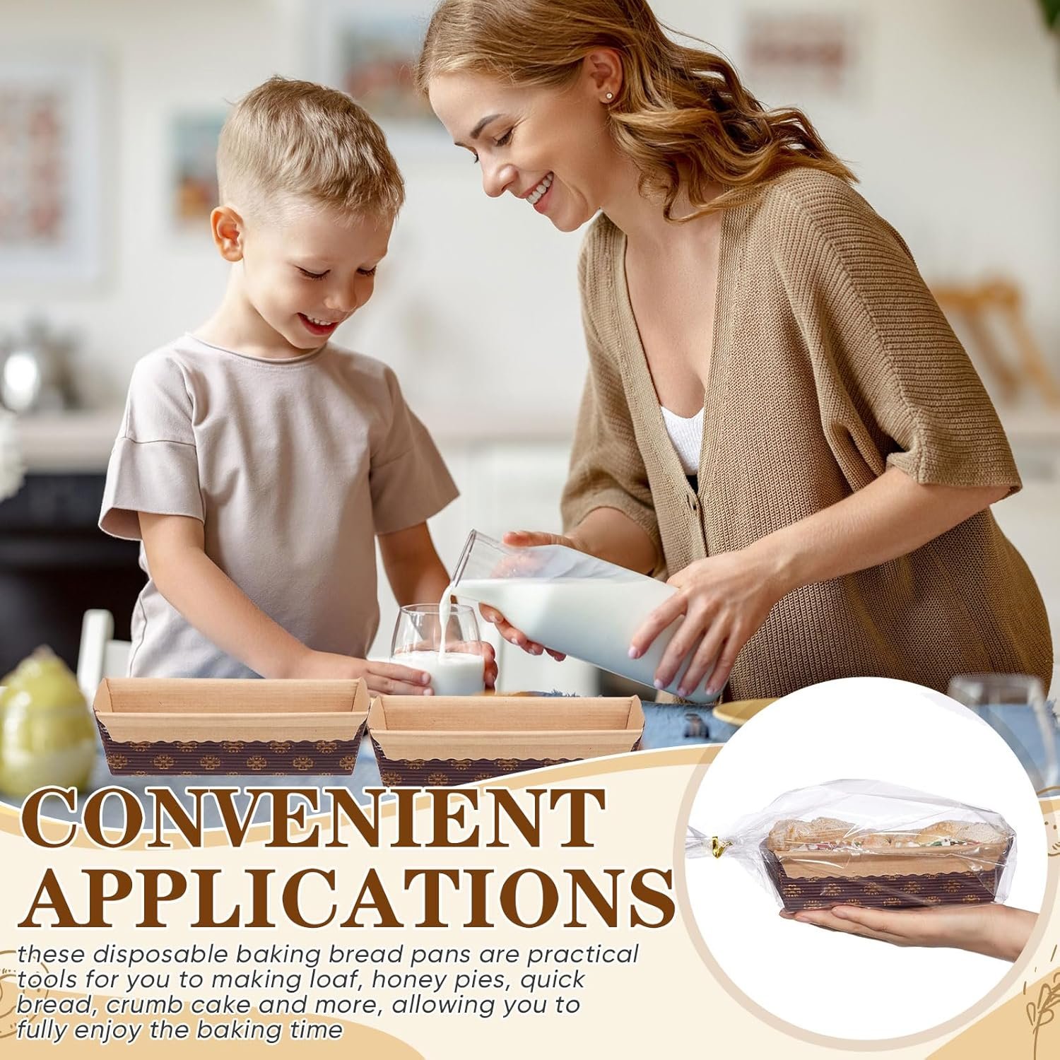 Wholesale 100 Pcs Mini Disposable Paper Loaf Pans with Clear Plastic Bread Bags for Bakery Baked Goods (5.9 x 2.5 x 1.9 Inch) Manufacturer