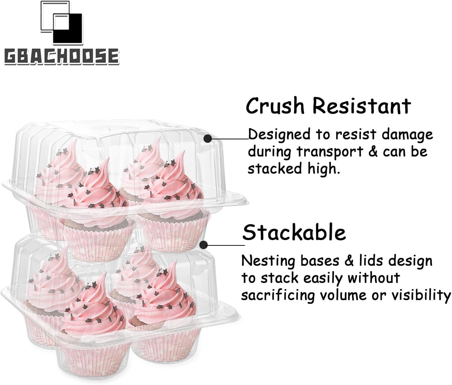 Wholesale 50PCS Clear Plastic 4 Count Cupcake Containers with Lids Holders Boxes Carriers for Bakery Cake Stores Manufacturer