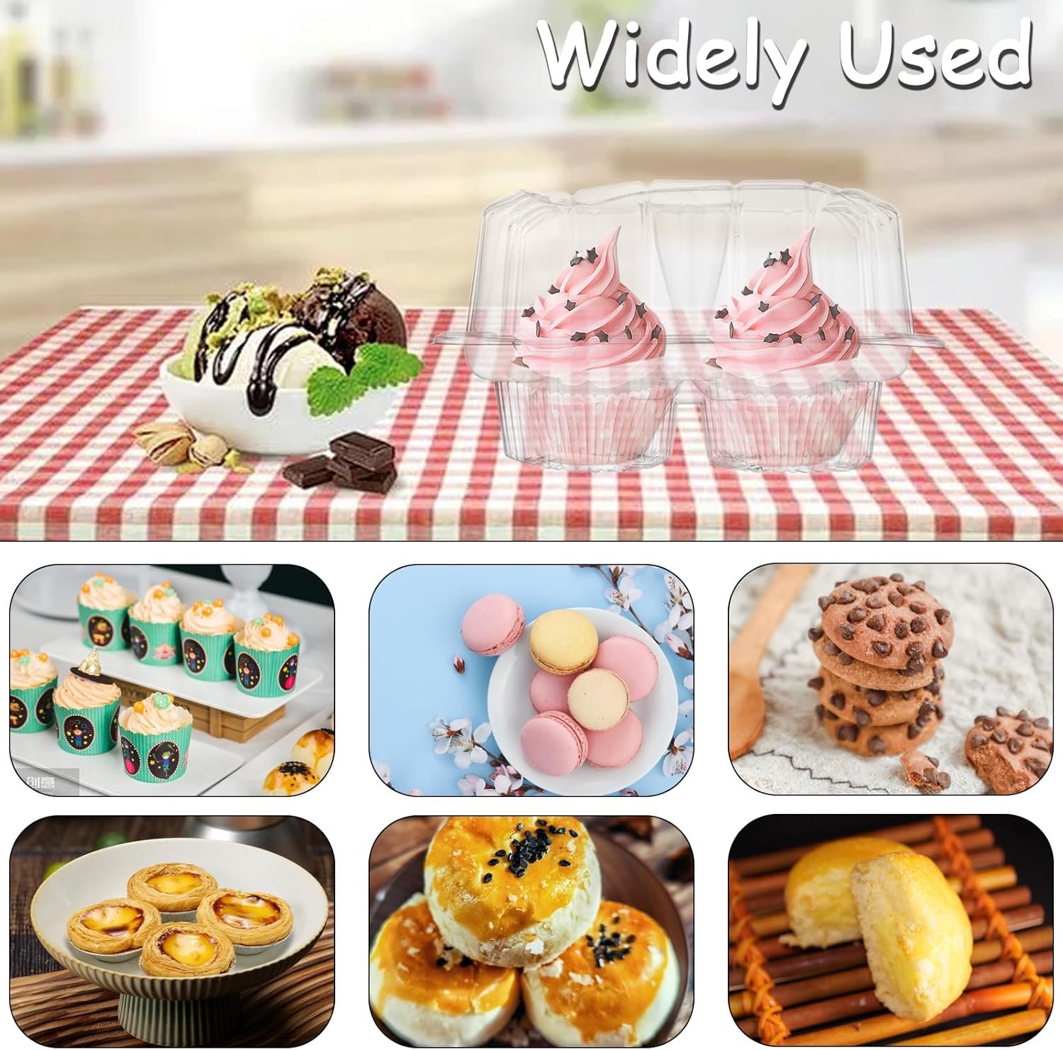 Wholesale 50PCS Clear Plastic 4 Count Cupcake Containers with Lids Holders Boxes Carriers for Bakery Cake Stores Manufacturer