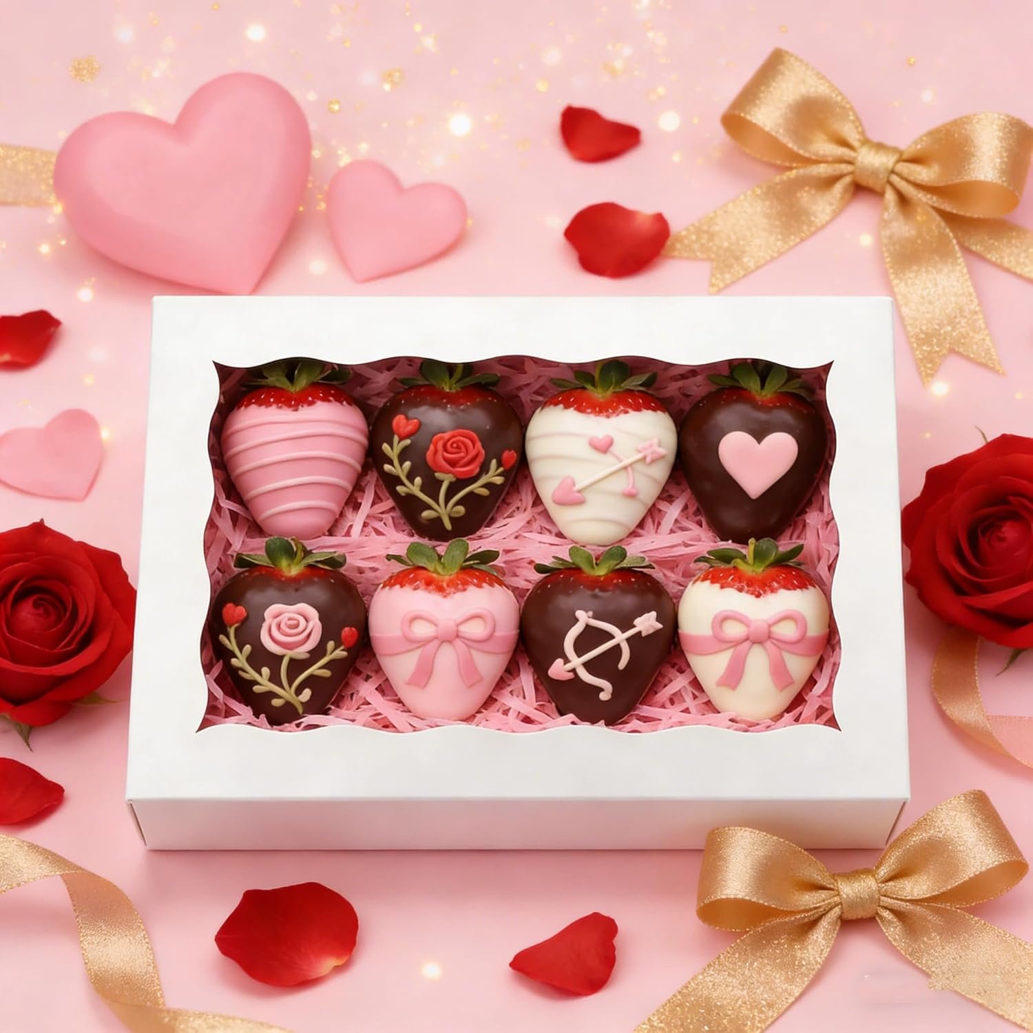 Wholesale 20pcs White Cookie Boxes with Window 8x5x2 Inches Bakery Treat Dessert Boxes for Macaron Truffle Chocolate Covered Strawberries Manufacturer