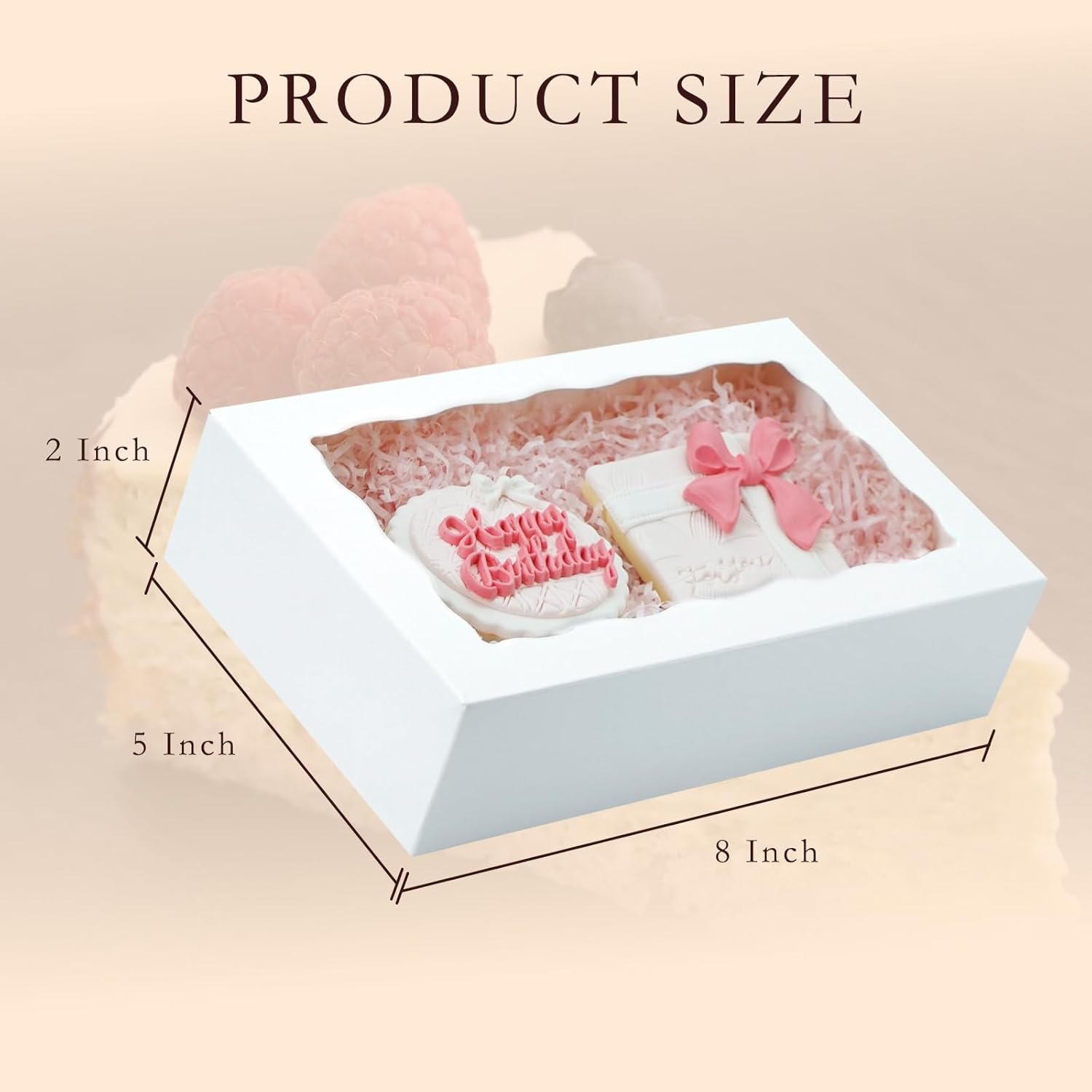Wholesale 20pcs White Cookie Boxes with Window 8x5x2 Inches Bakery Treat Dessert Boxes for Macaron Truffle Chocolate Covered Strawberries Manufacturer