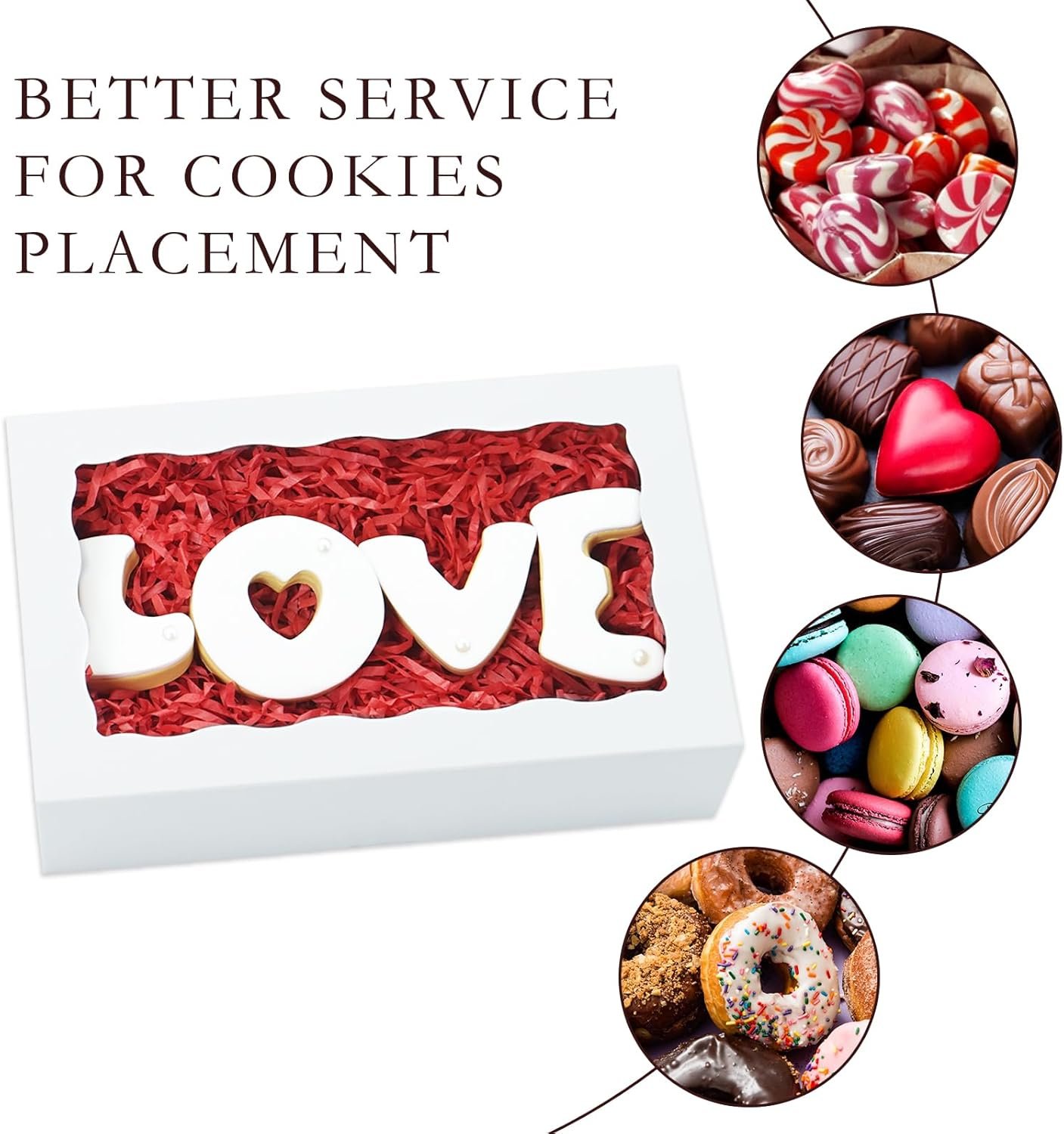Wholesale 20pcs White Cookie Boxes with Window 8x5x2 Inches Bakery Treat Dessert Boxes for Macaron Truffle Chocolate Covered Strawberries Manufacturer
