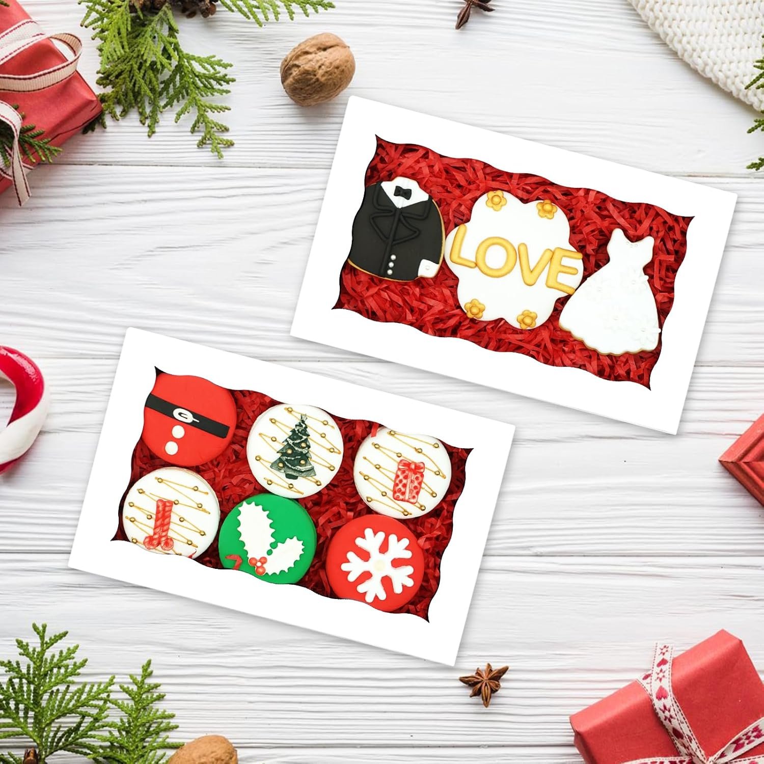 Wholesale 50pcs White Cookie Boxes with Window 8x5x2 Inch Bakery Treat Dessert Boxes for Chocolate Covered Strawberries Macarons Pastries Manufacturer