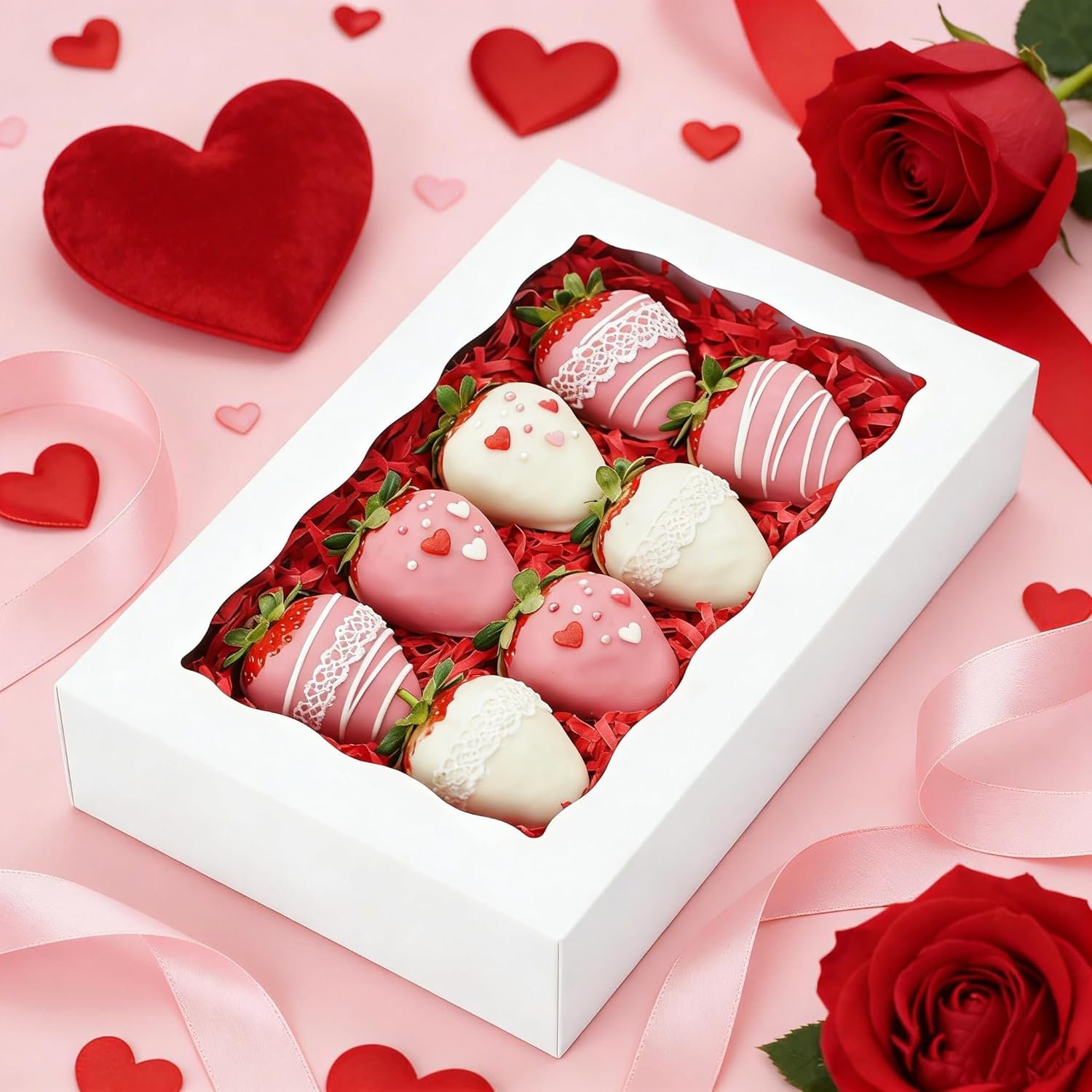 Wholesale 50pcs White Cookie Boxes with Window 8x5x2 Inch Bakery Treat Dessert Boxes for Chocolate Covered Strawberries Macarons Pastries Manufacturer