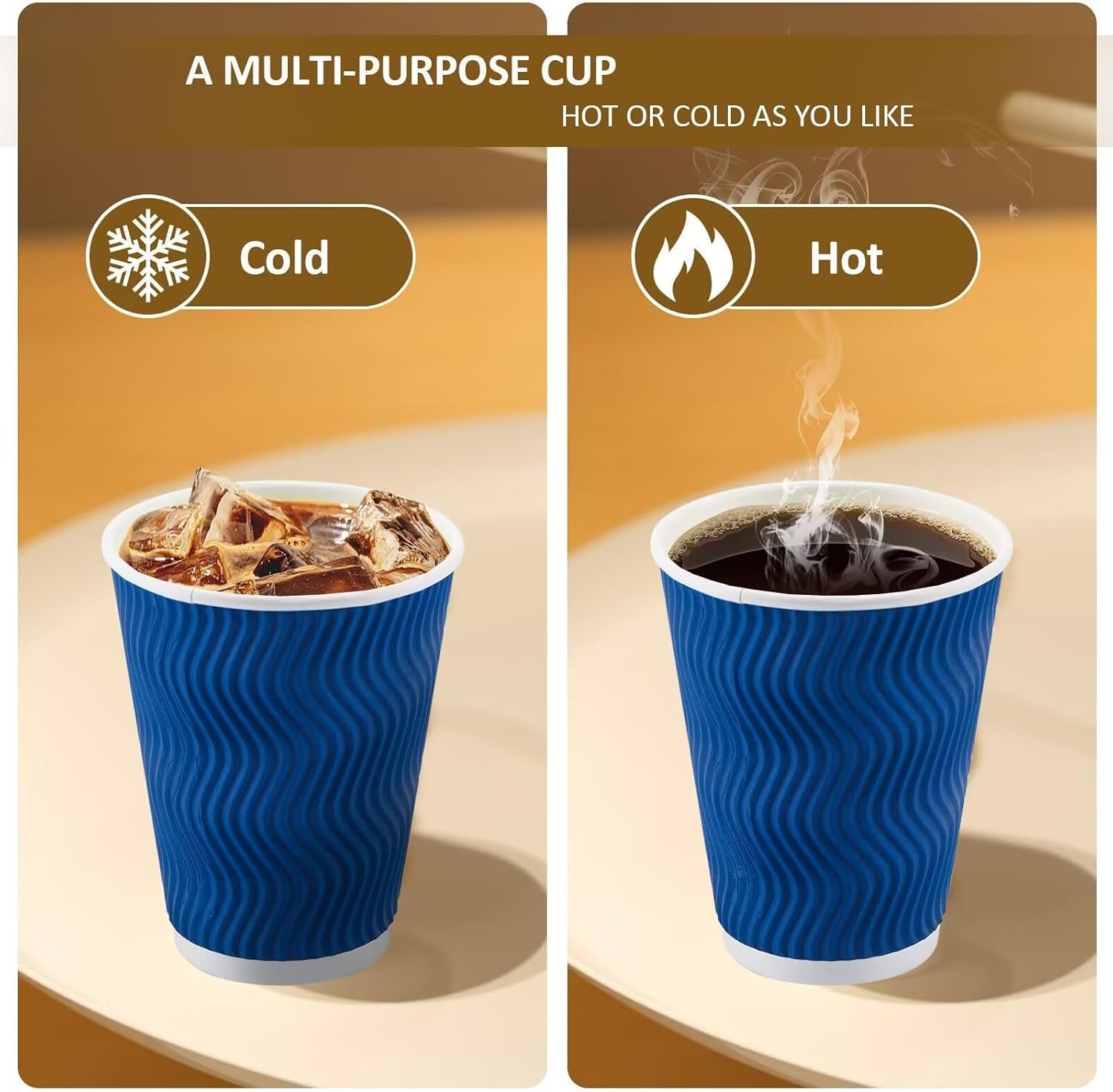 Wholesale 100 Pack 12oz Disposable Insulated Ripple Wall Paper Coffee Cups with Lids To Go for Hot Cold Drinks Office Home Shop Event Navy Manufacturer