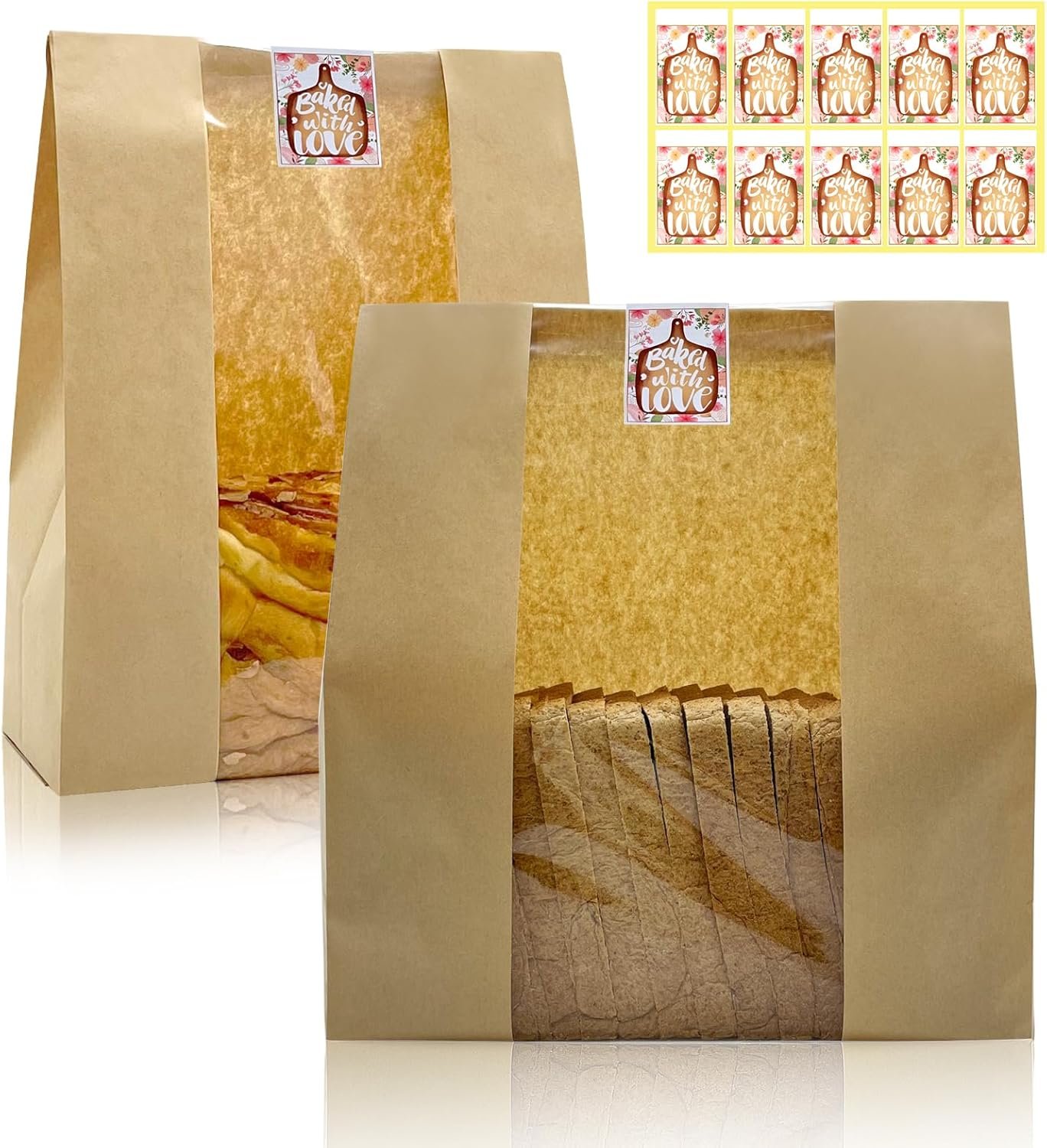 Wholesale 15.7x10.2x5.1in Extra Large Paper Bread Bags with Window and Sticker for Homemade Sourdough Bread Oversized Loaf Baked Goods Gifting Packaging Brown Kraft 50Pcs Manufacturer