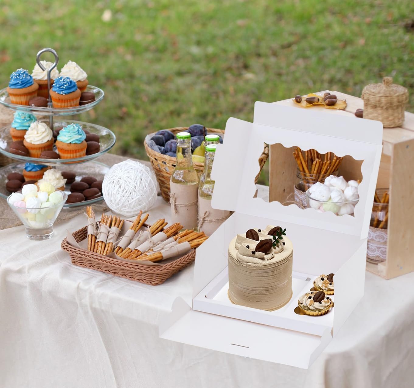 Wholesale 6 Sets Bento Cake Box with Cupcakes Mini Cake and Cupcake Box with 2 Cupcakes Tiered Mini Cake Manufacturer