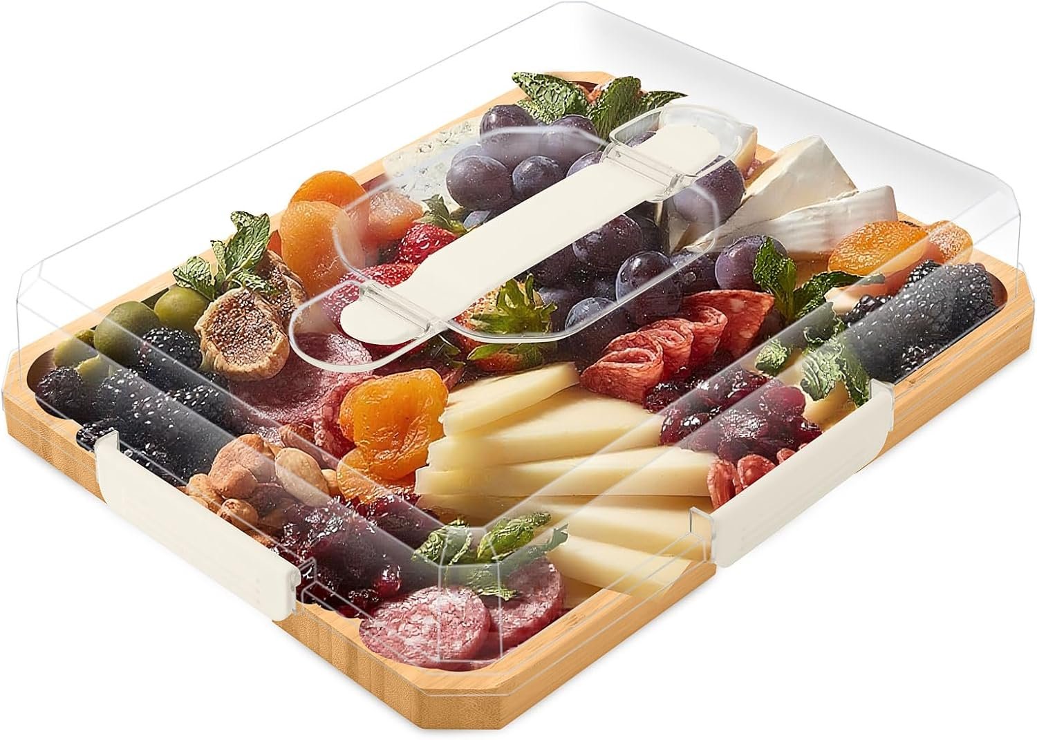 Wholesale Charcuterie Board with Lid Travel Portable Snackle Box Bamboo Container for Candy Fruits Nuts Snacks Manufacturer