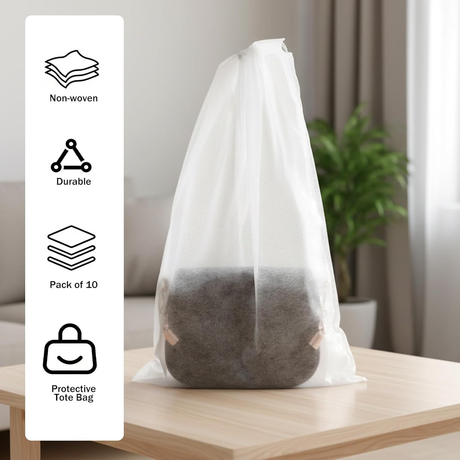 Wholesale 10 Pcs 19x12.5 Inch Dust Bags for Handbags Purse Storage with Drawstring Non-Woven Breathable Protector for Boots Shoes Travel Organizer White Manufacturer