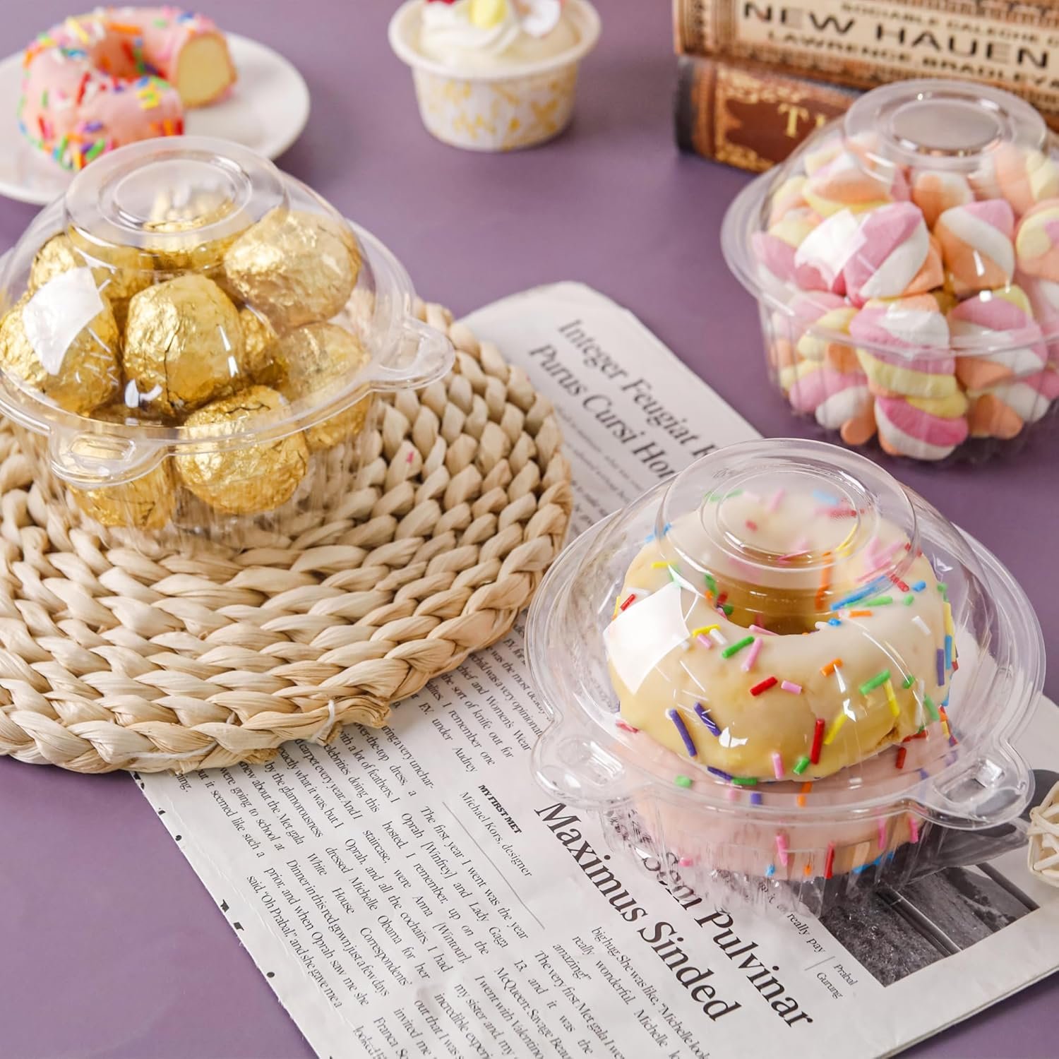 Wholesale 50 Pack Individual Plastic Deep Dome Cupcake Holders Muffin Containers Manufacturer