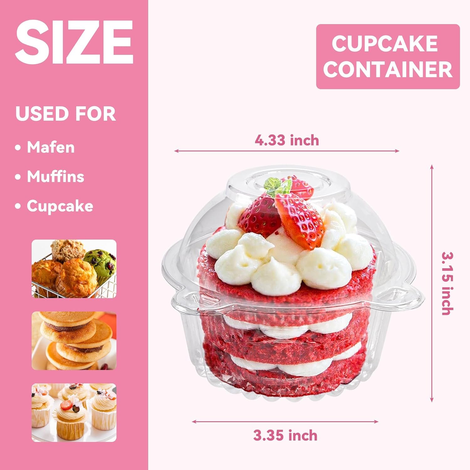 Wholesale 50 Pack Individual Plastic Deep Dome Cupcake Holders Muffin Containers Manufacturer