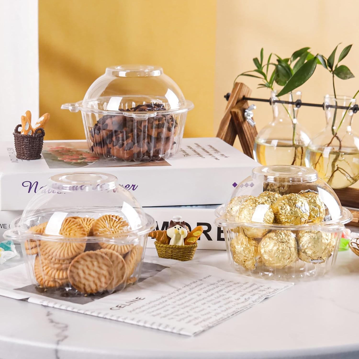 Wholesale 50 Pack Individual Plastic Deep Dome Cupcake Holders Muffin Containers Manufacturer