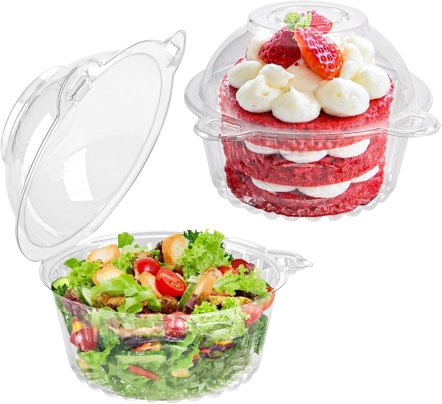 Wholesale 50 Pack Individual Plastic Deep Dome Cupcake Holders Muffin Containers Manufacturer