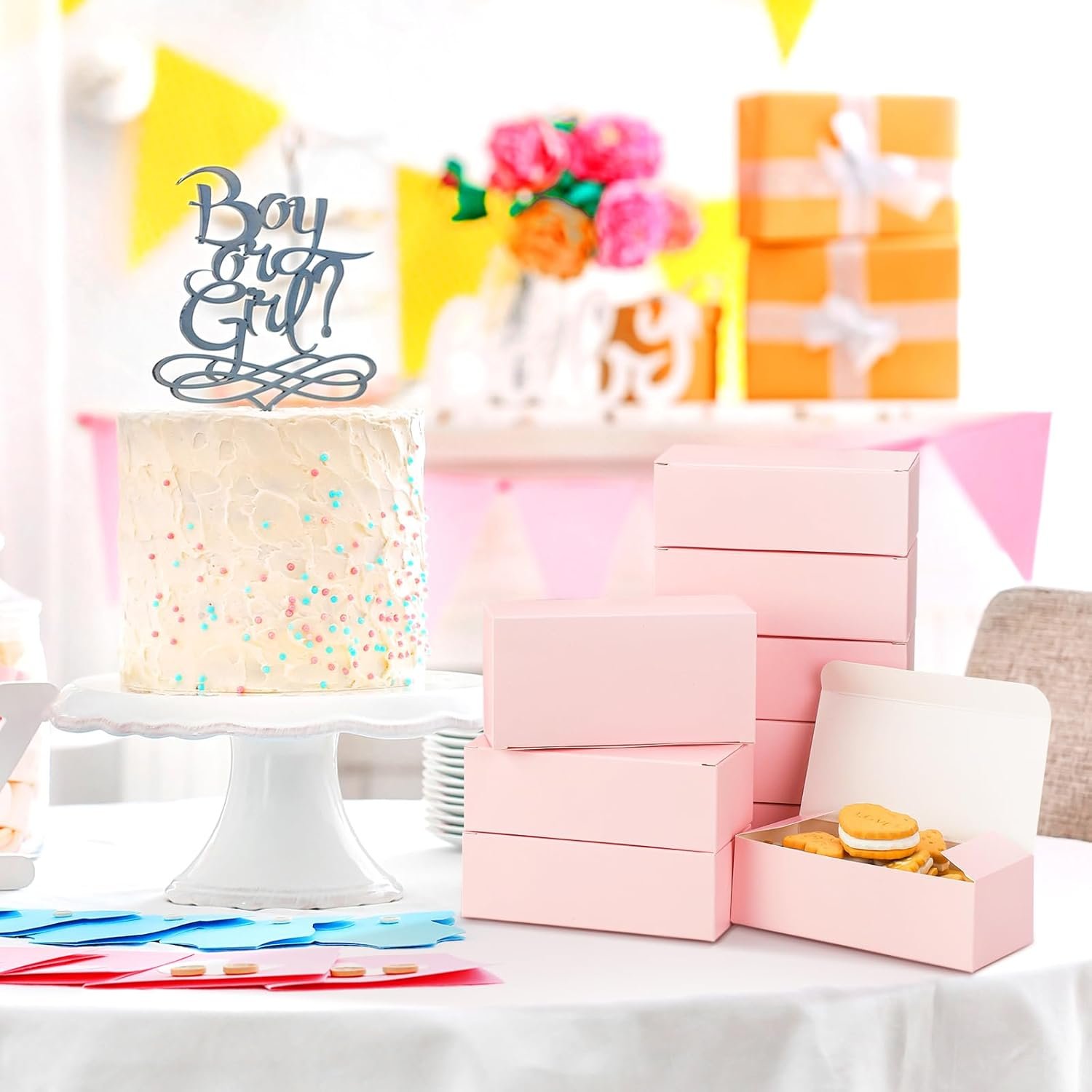 Wholesale 36 Pcs Pink Cookie Boxes for Bakery Biscuits Desserts Cakes Donuts Pies Candy 6 x 3 x 1.8 Inch Pink Manufacturer