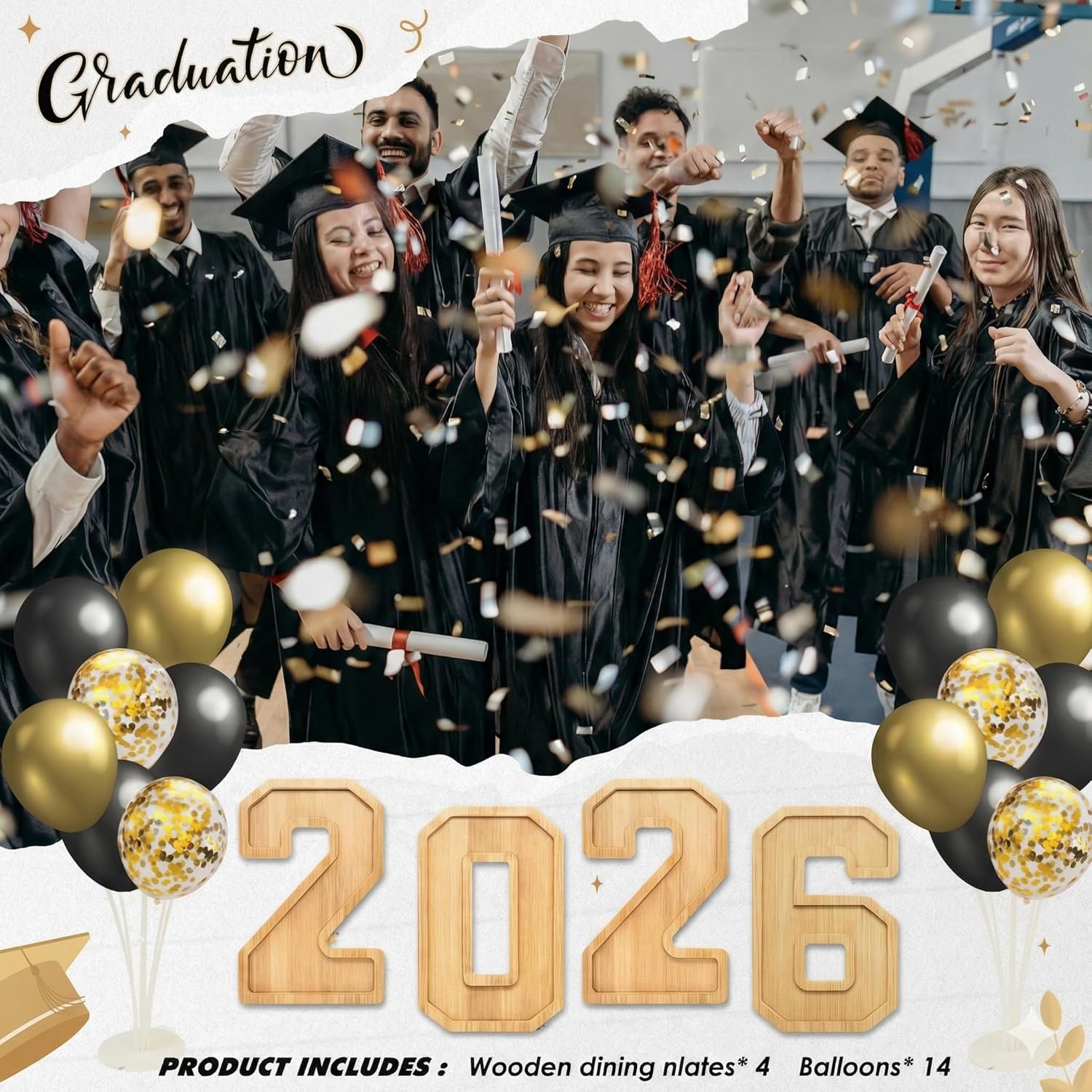 Wholesale 4PCS Wooden Number Charcuterie Board Box with 14 Balloons 2026 Fillable Graduation Party Supplies Manufacturer