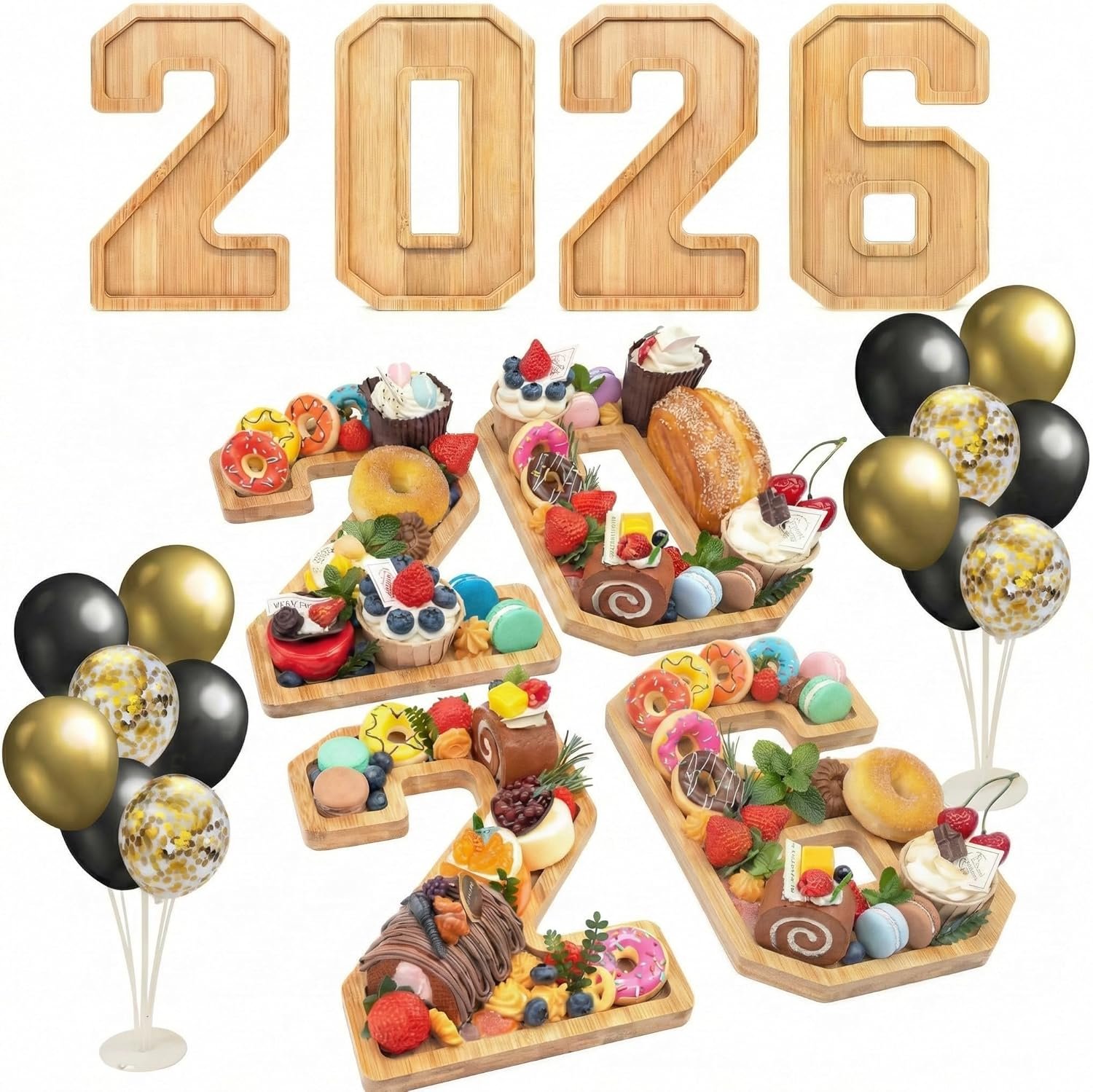 Wholesale 4PCS Wooden Number Charcuterie Board Box with 14 Balloons 2026 Fillable Graduation Party Supplies Manufacturer